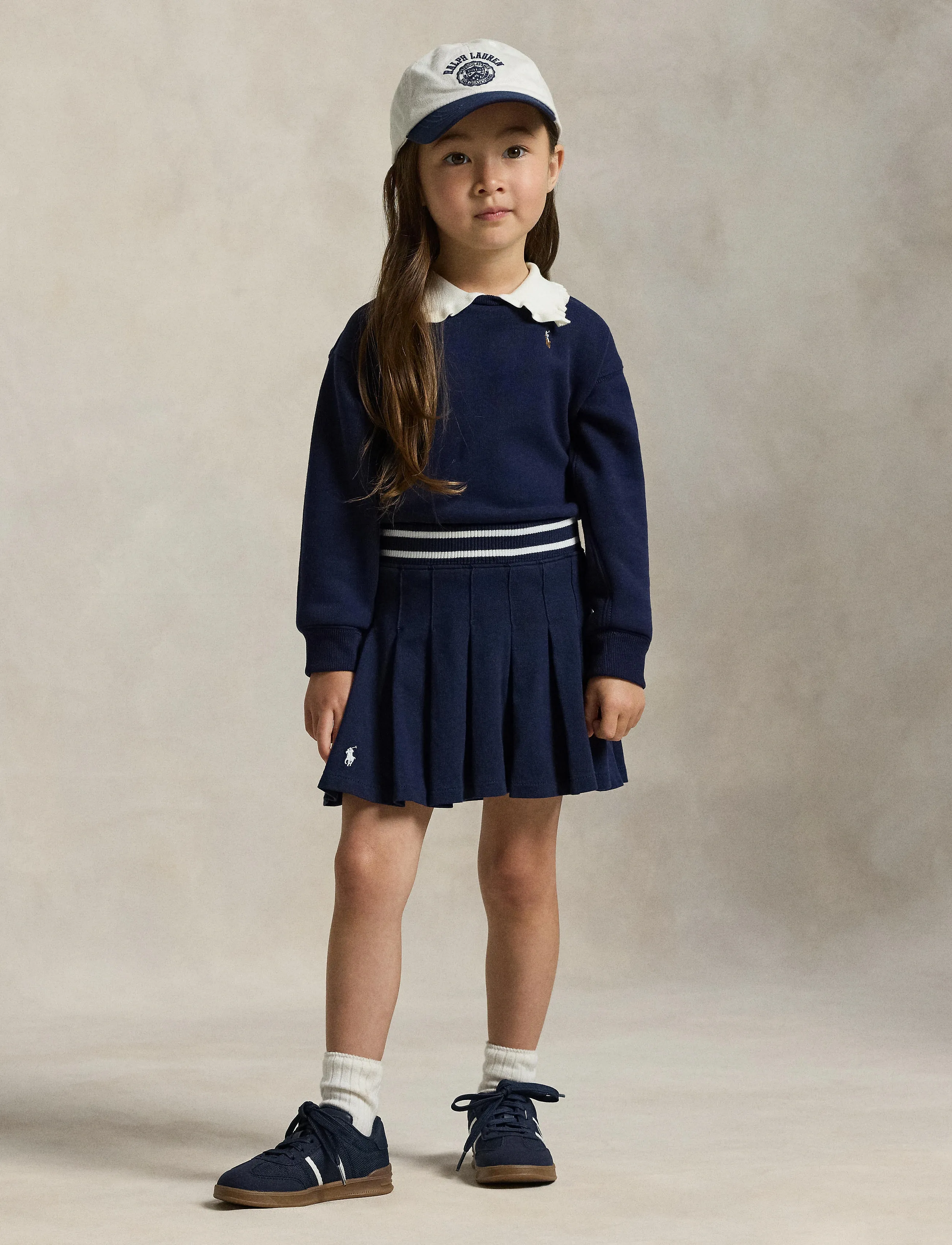 Ralph Lauren Kids - Pleated Cotton Jersey Skort - skorts - refined navy - 4