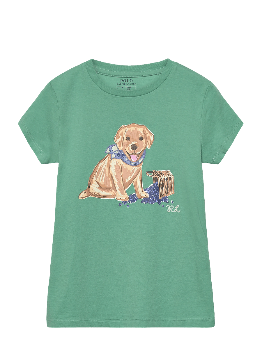 Ralph Lauren Kids - Dog-Print Cotton Jersey Tee - kortærmede t-shirts - celadon - 0