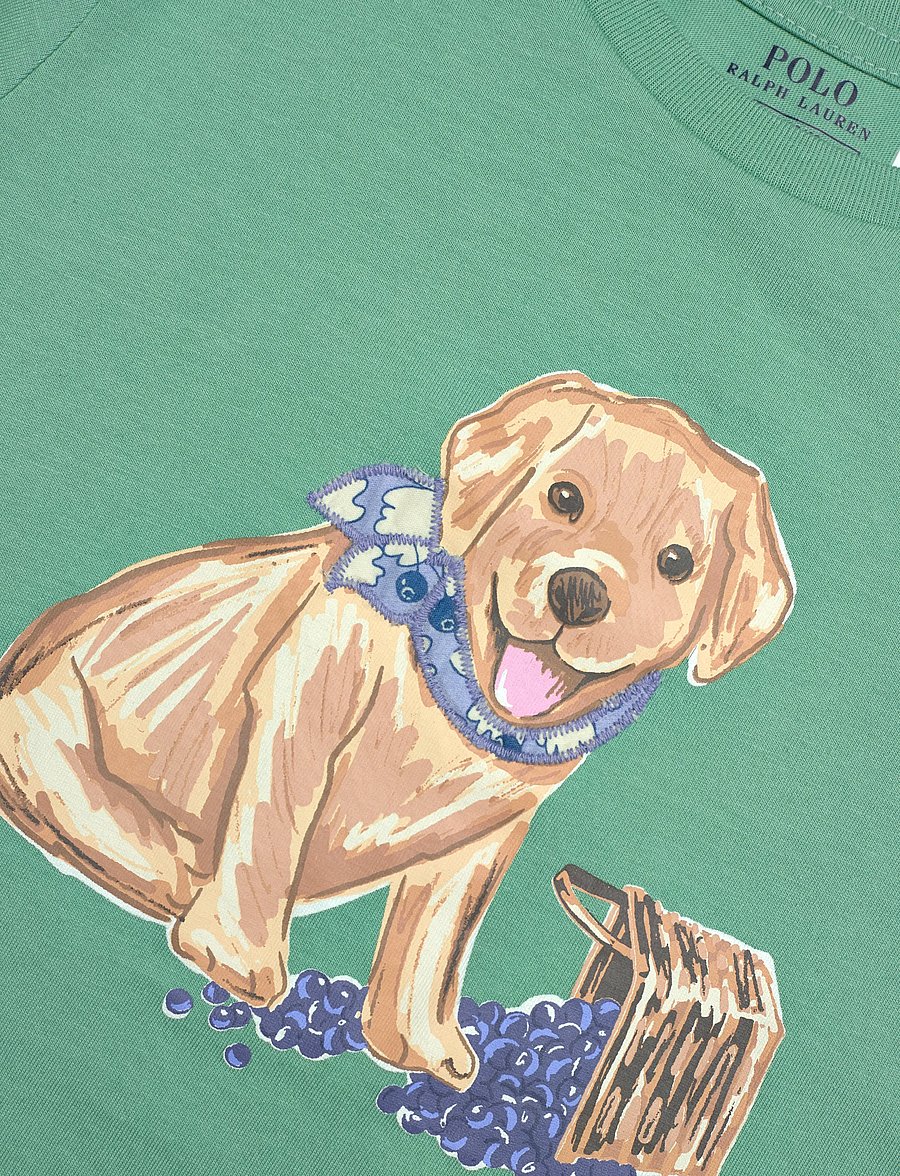 Ralph Lauren Kids - Dog-Print Cotton Jersey Tee - kortærmede t-shirts - celadon - 2