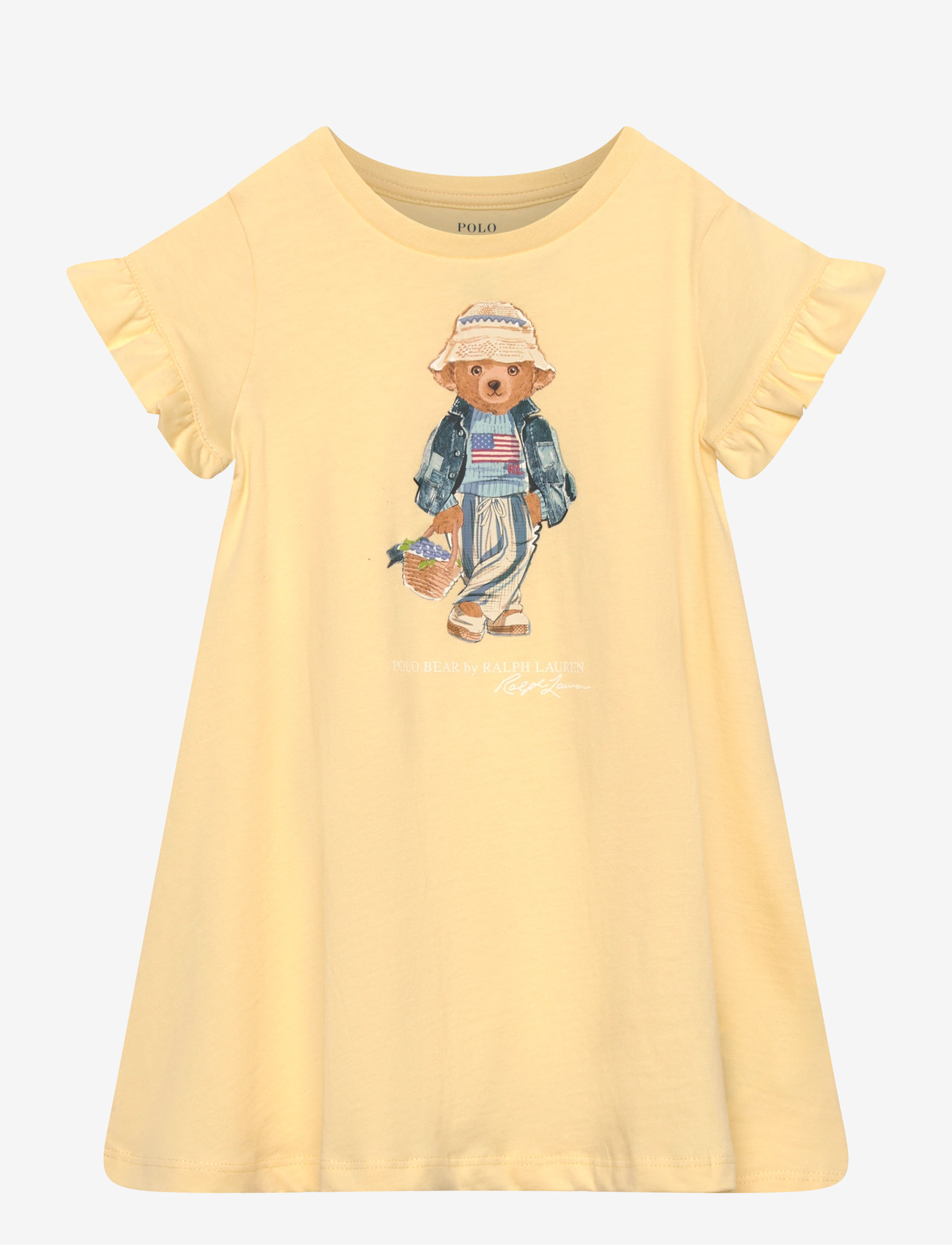 Ralph Lauren Kids - Polo Bear Cotton Jersey Dress - kurzärmelige babykleider - t-bird yellow - 0