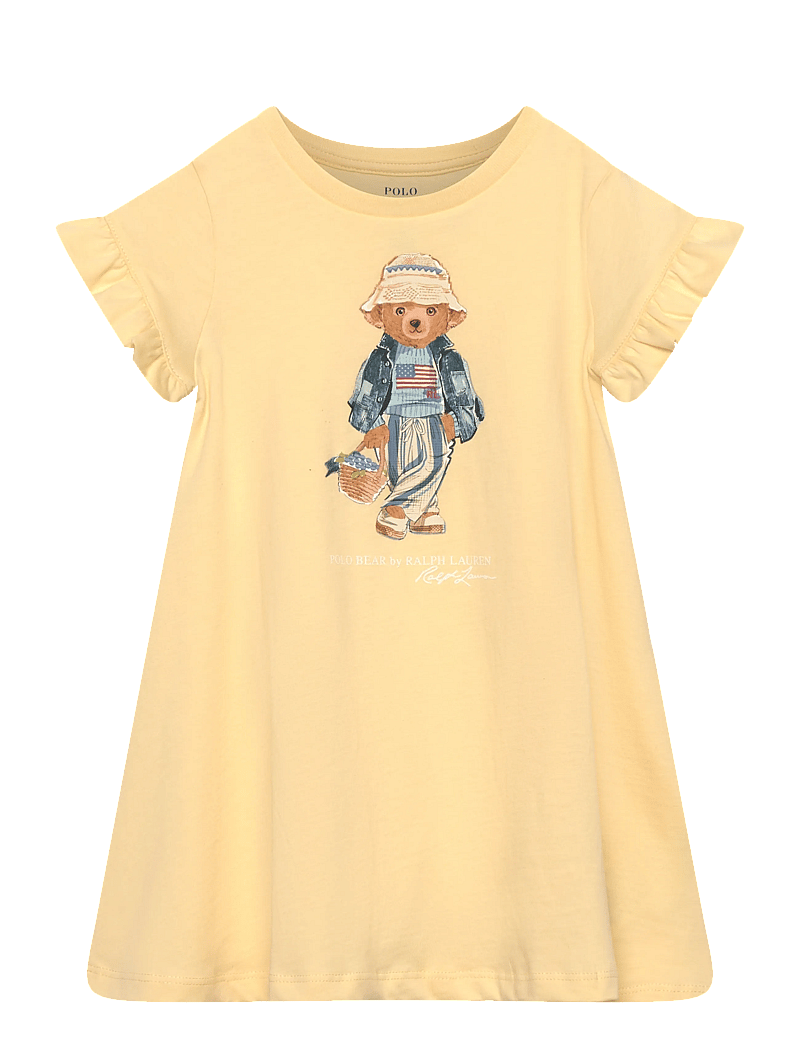Ralph Lauren Kids - Polo Bear Cotton Jersey Dress - kurzärmelige babykleider - t-bird yellow - 0
