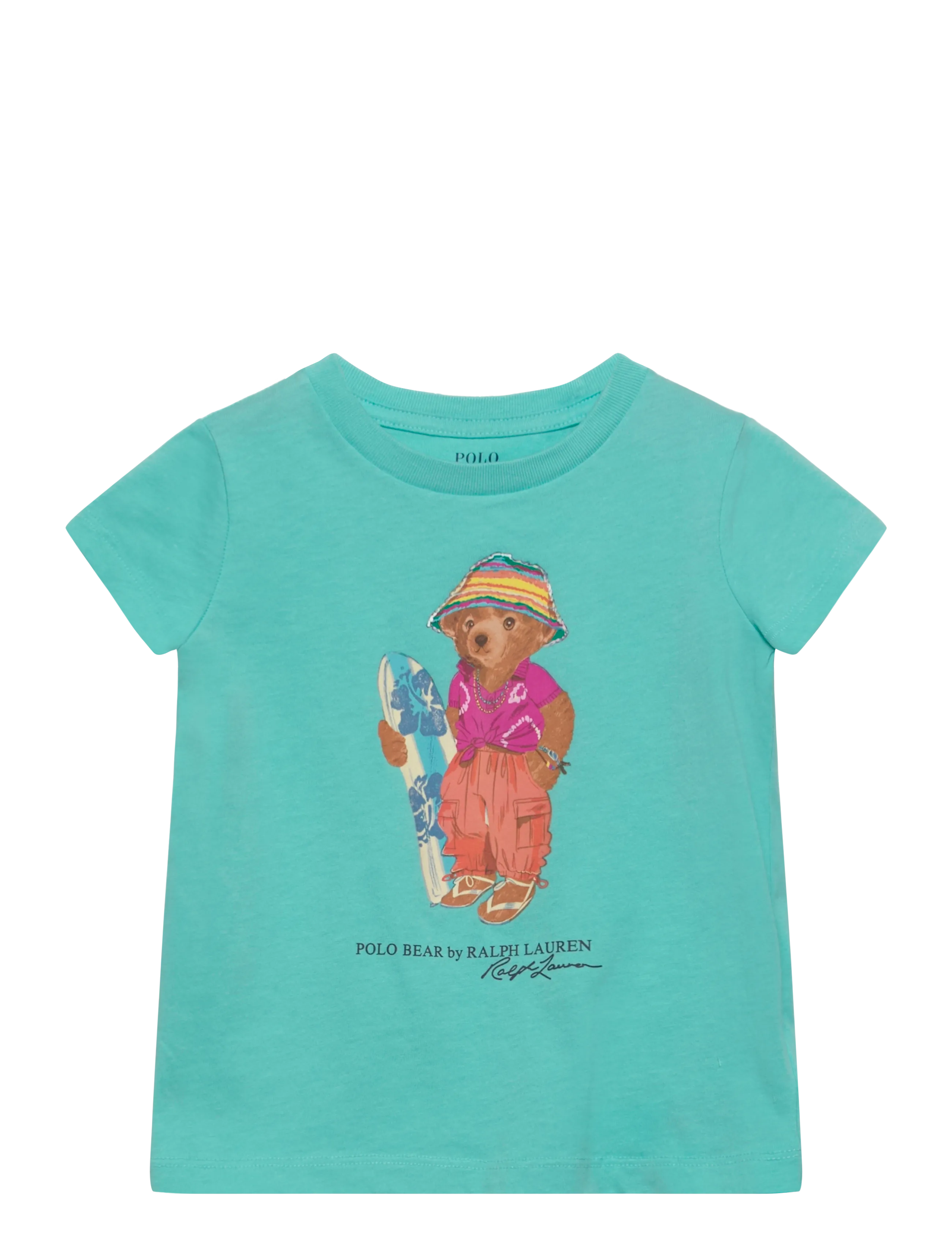Ralph Lauren Kids Polo Bear Cotton Jersey Tee - Børn 98-134 - PARAKEET / brown