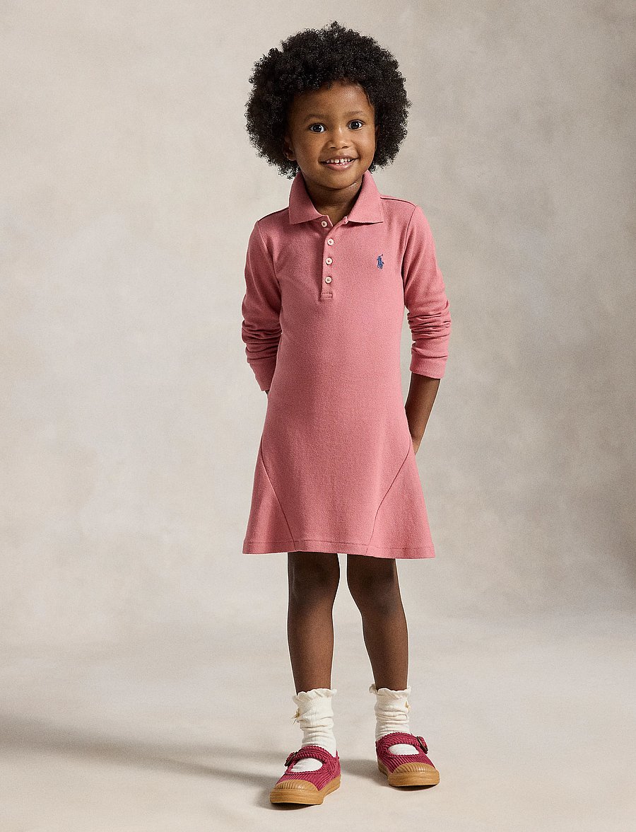 Ralph Lauren Kids - Stretch Mesh Polo Dress - langärmelige freizeitkleider - canvas pink - 0