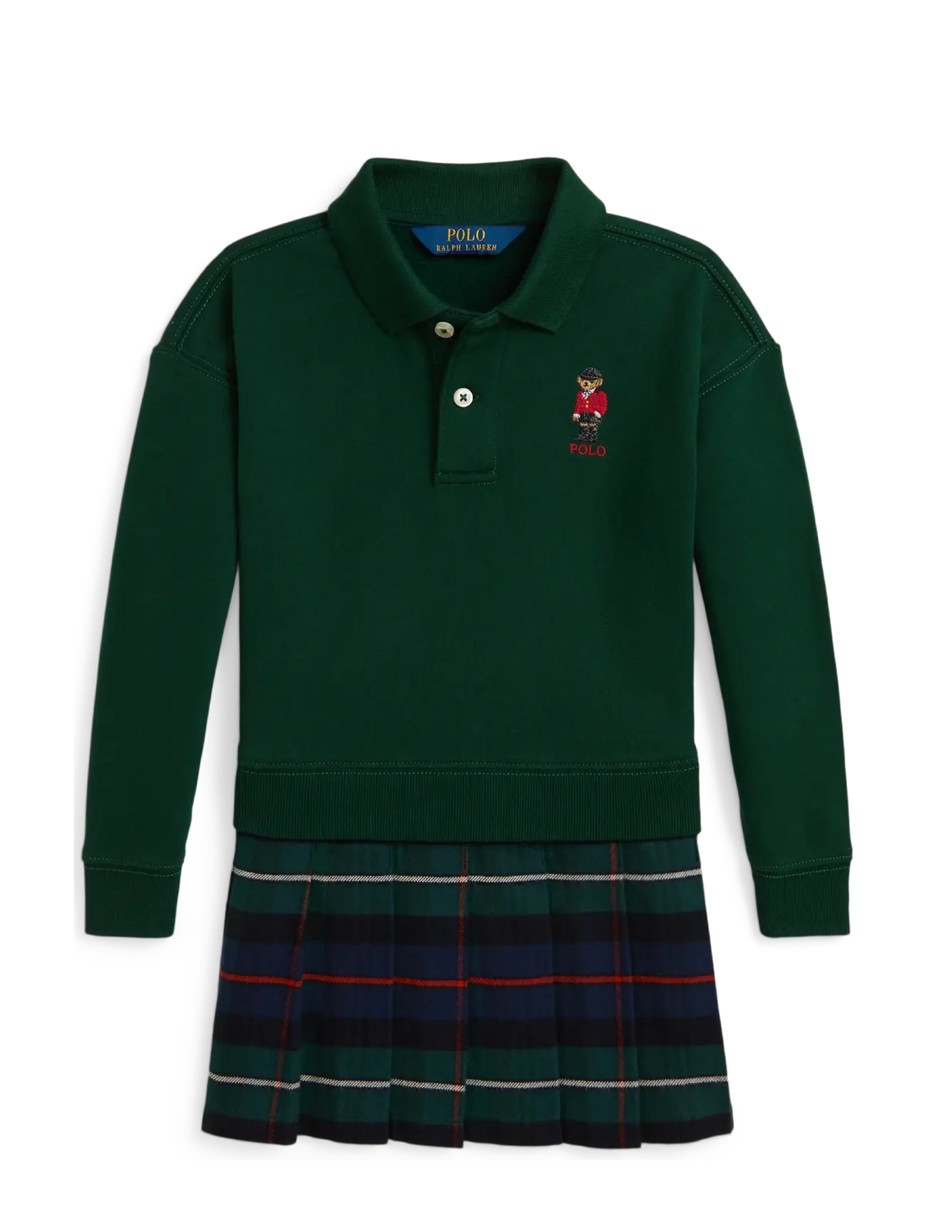 Ralph Lauren Kids - Polo Bear Pleated-Skirt Fleece Dress - moss agate - 1