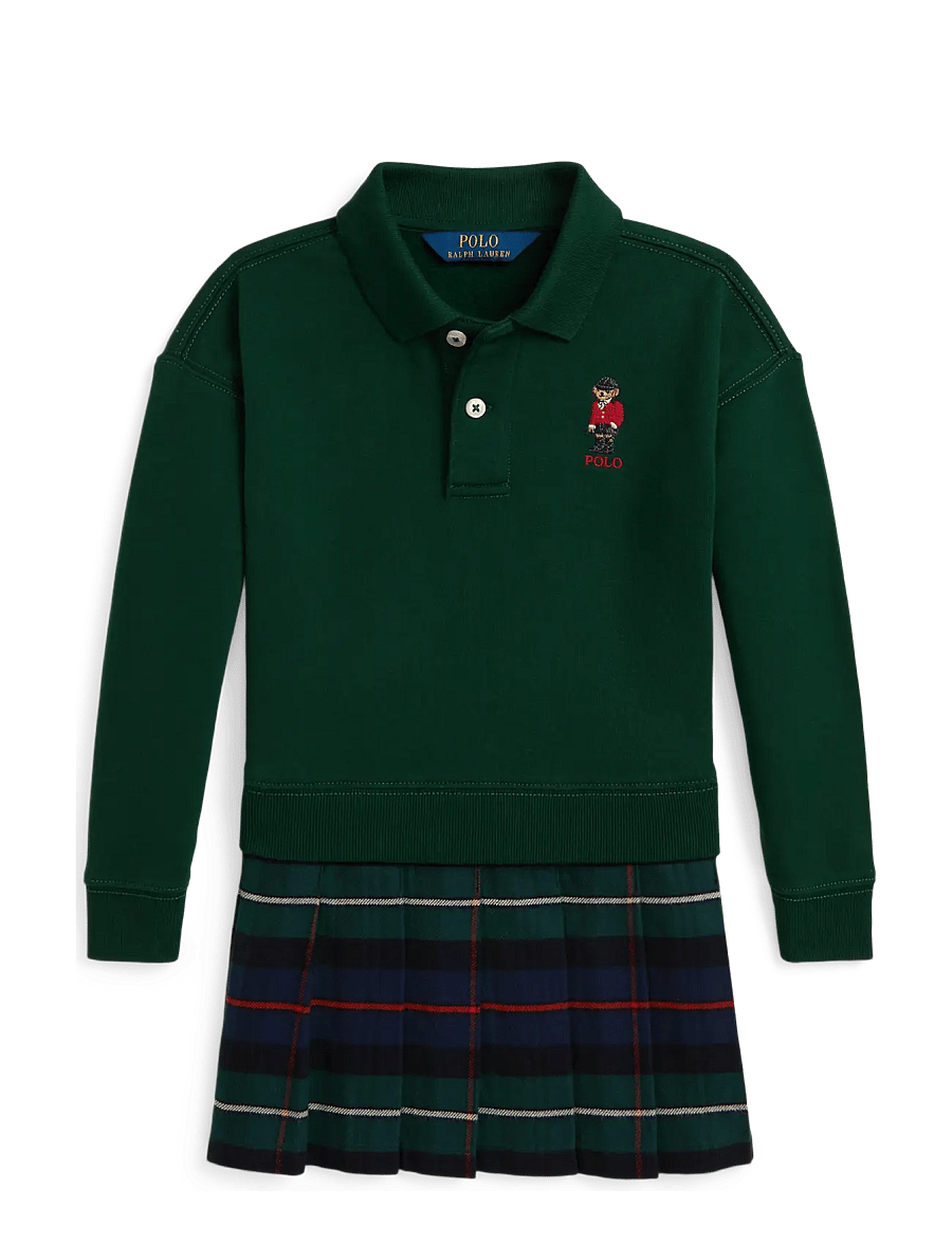 Ralph Lauren Kids - Polo Bear Pleated-Skirt Fleece Dress - moss agate - 1