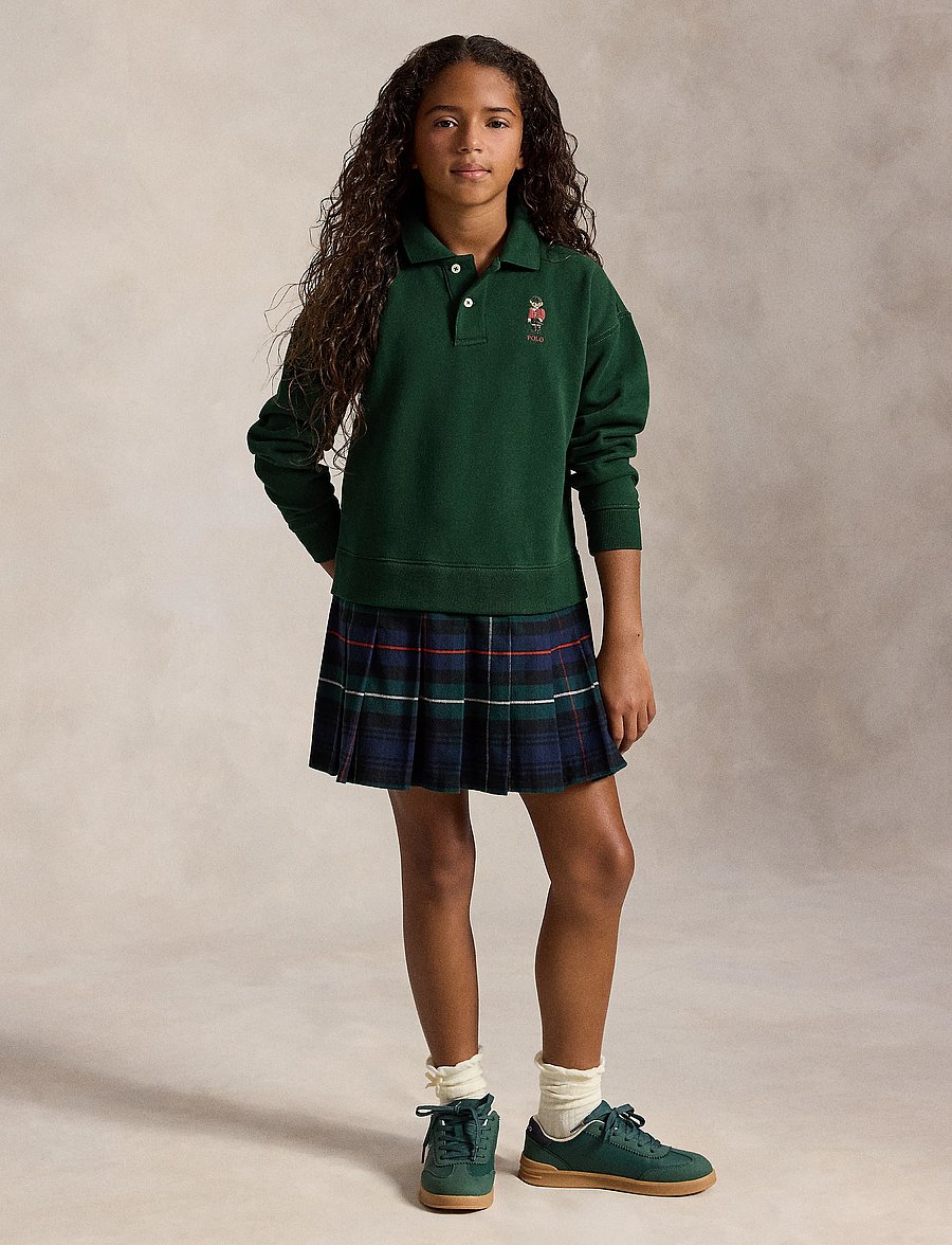 Ralph Lauren Kids - Polo Bear Pleated-Skirt Fleece Dress - moss agate - 0