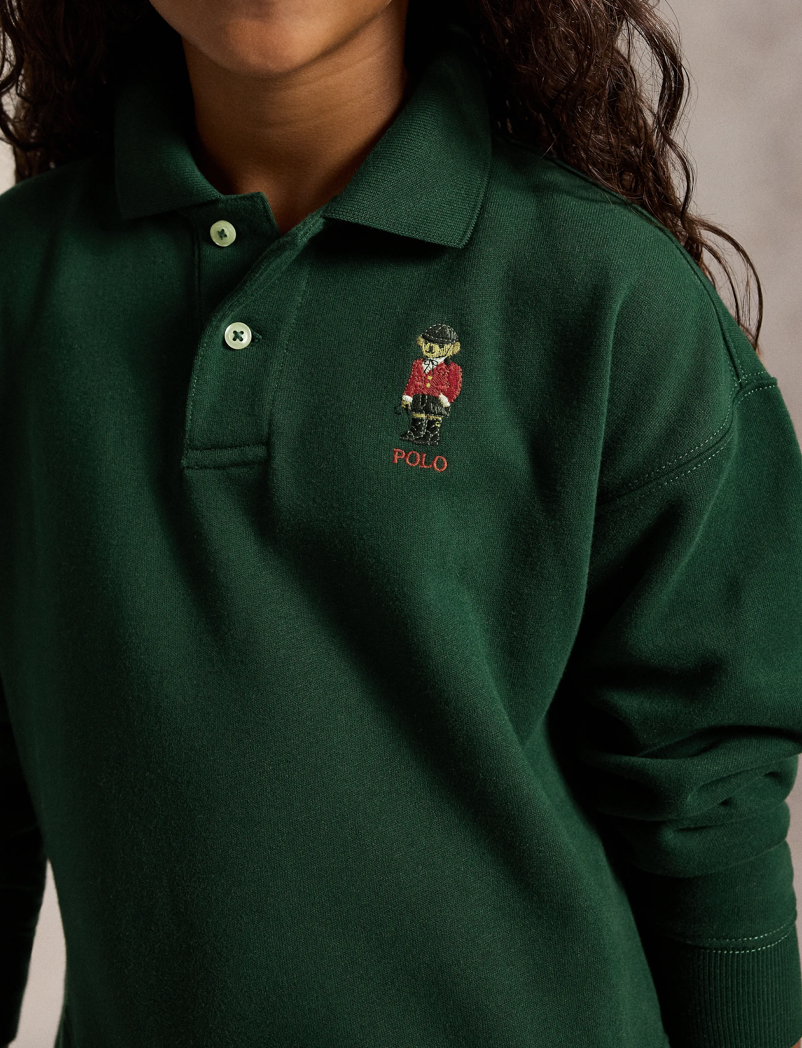 Ralph Lauren Kids - Polo Bear Pleated-Skirt Fleece Dress - moss agate - 3