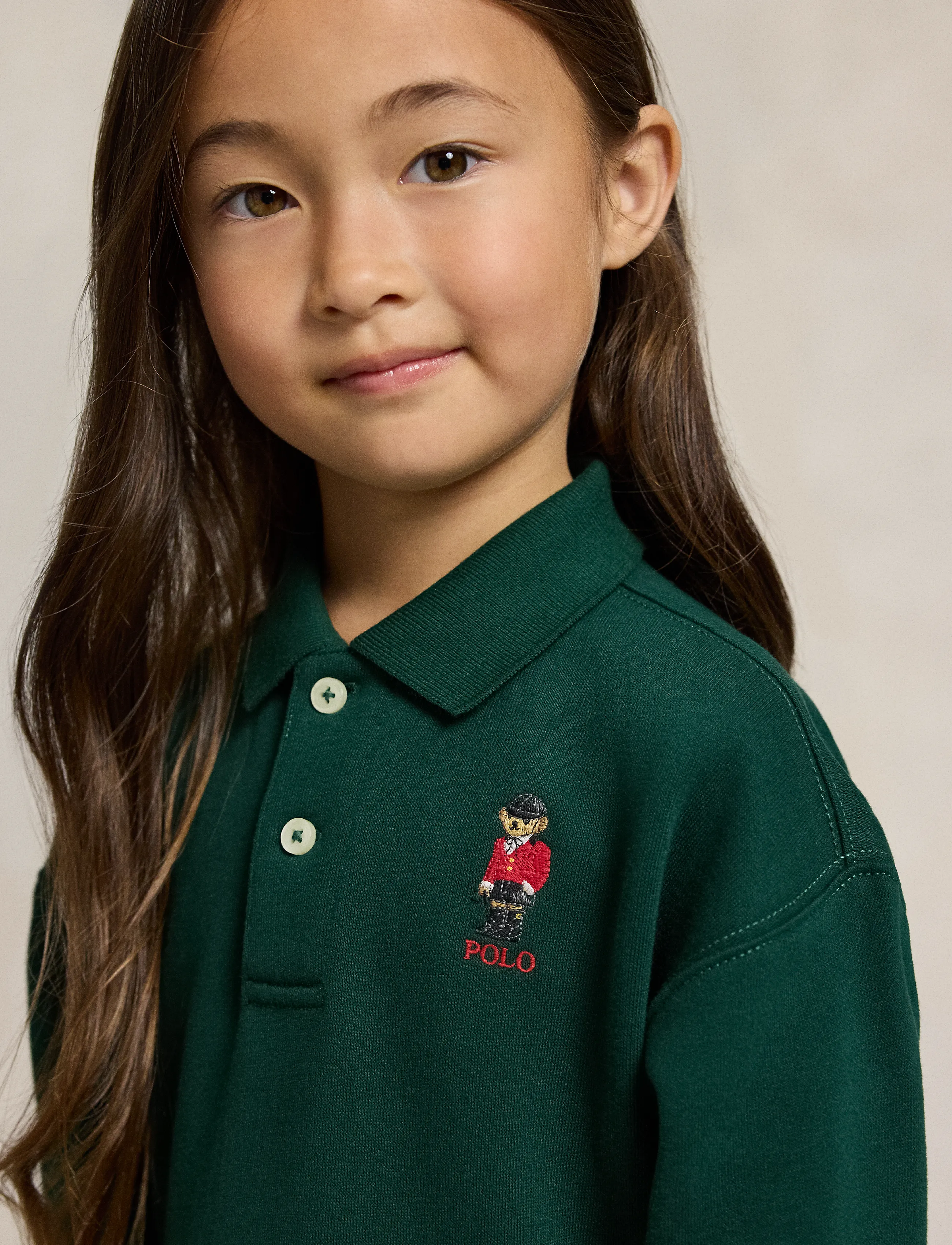 Ralph Lauren Kids - Polo Bear Pleated-Skirt Fleece Dress - langärmelige freizeitkleider - moss agate - 3