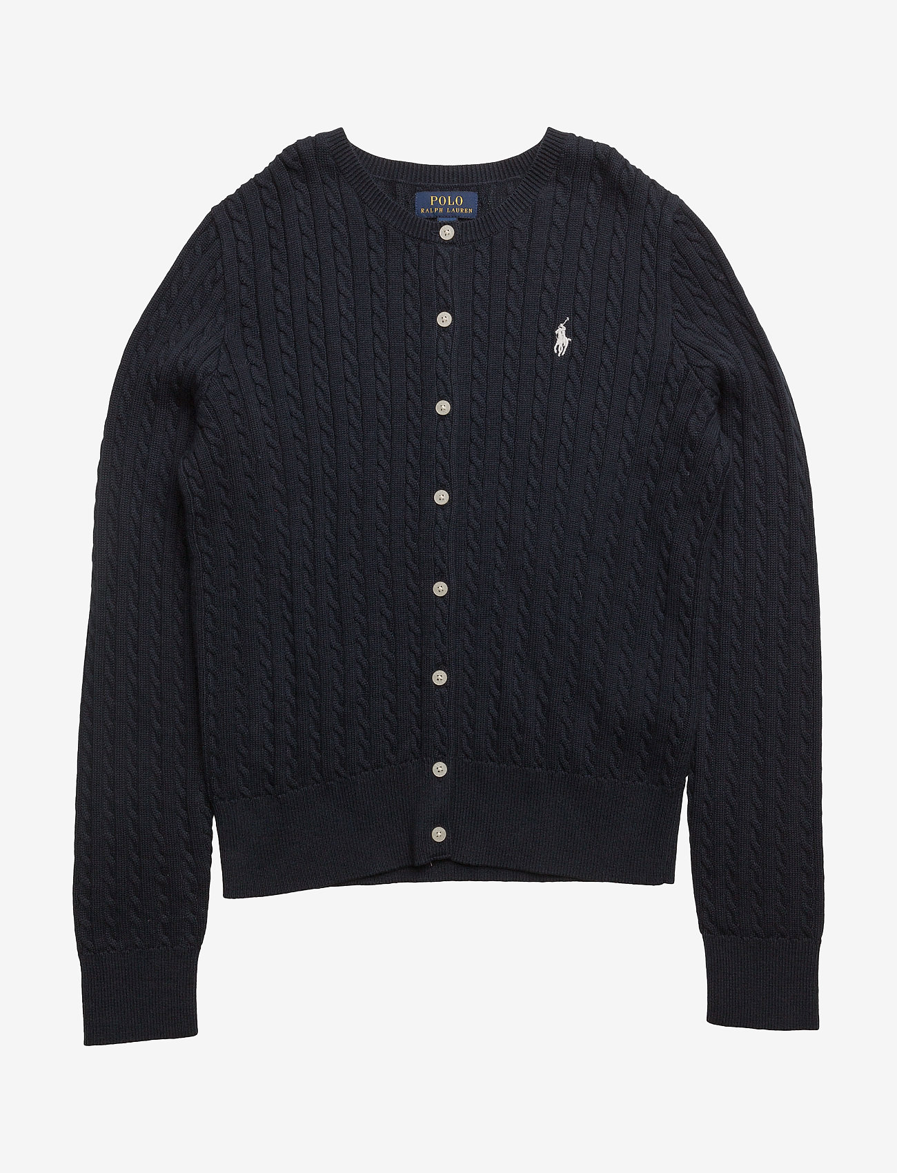 Ralph Lauren Kids Mini-Cable Cotton Cardigan - Tøj - HUNTER NAVY / blue