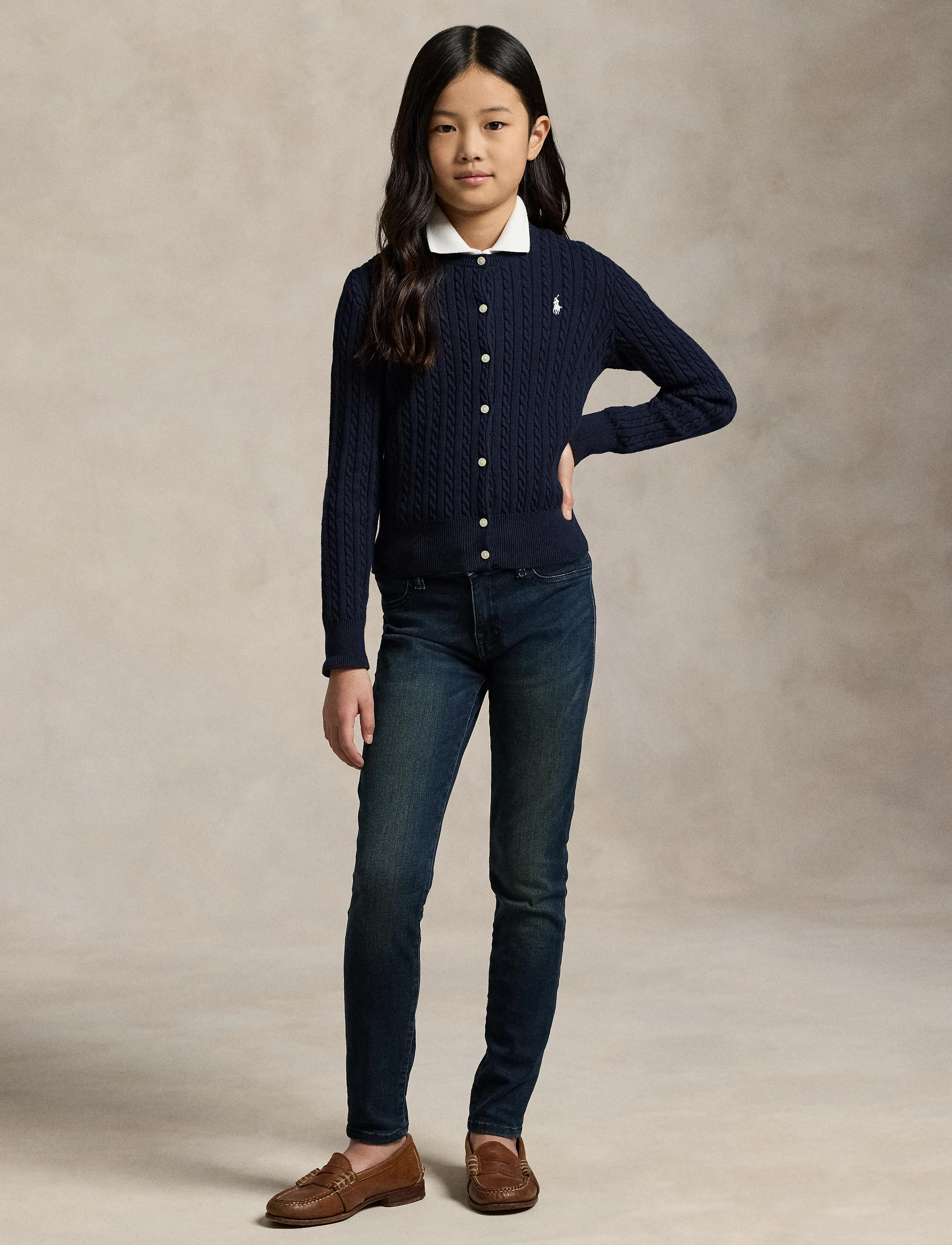 Ralph Lauren Kids - Mini-Cable Cotton Cardigan - cardigans - hunter navy - 5