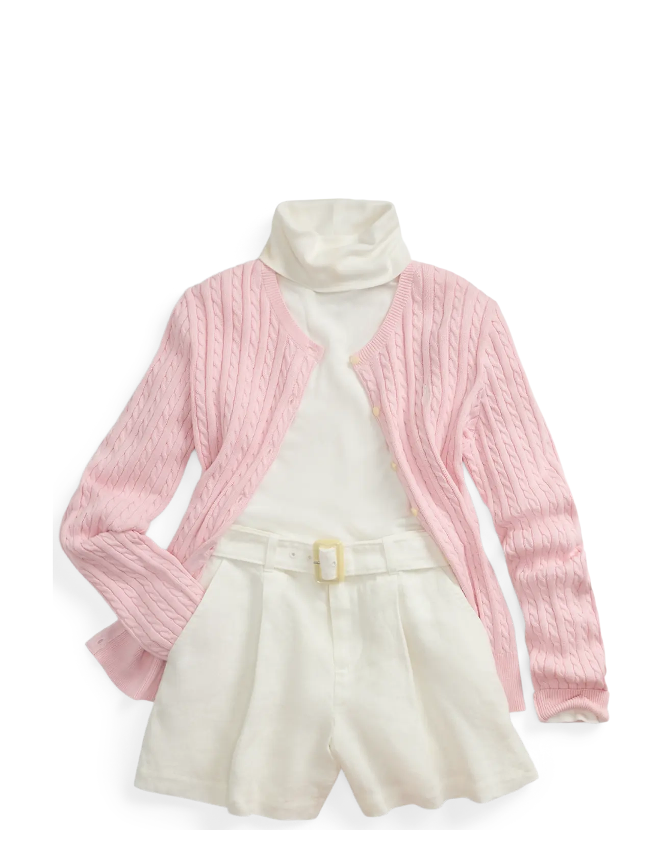 Ralph Lauren Kids - Mini-Cable Cotton Cardigan - koftor - hint of pink - 4
