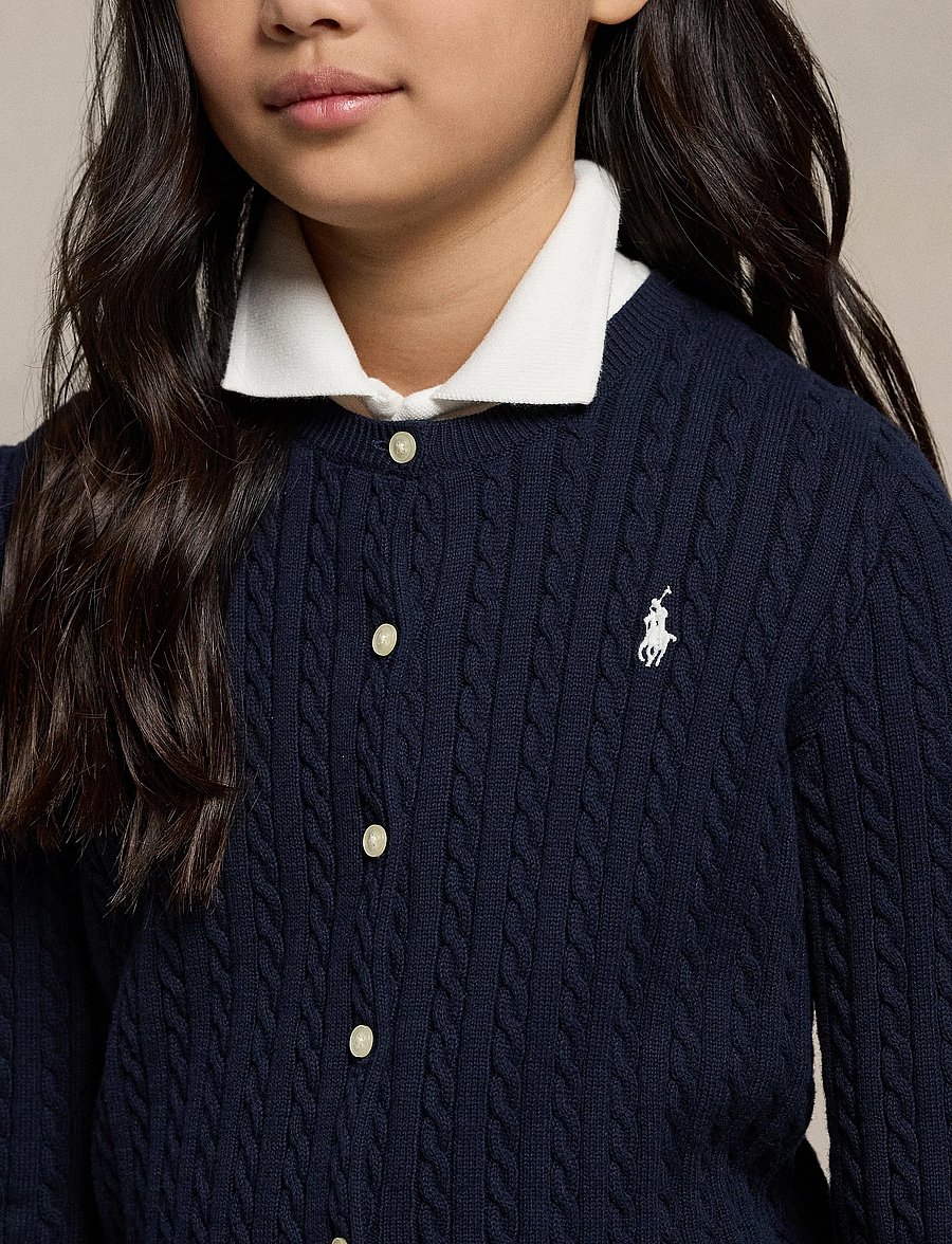 Ralph Lauren Kids - Mini-Cable Cotton Cardigan - koftor - hunter navy - 3