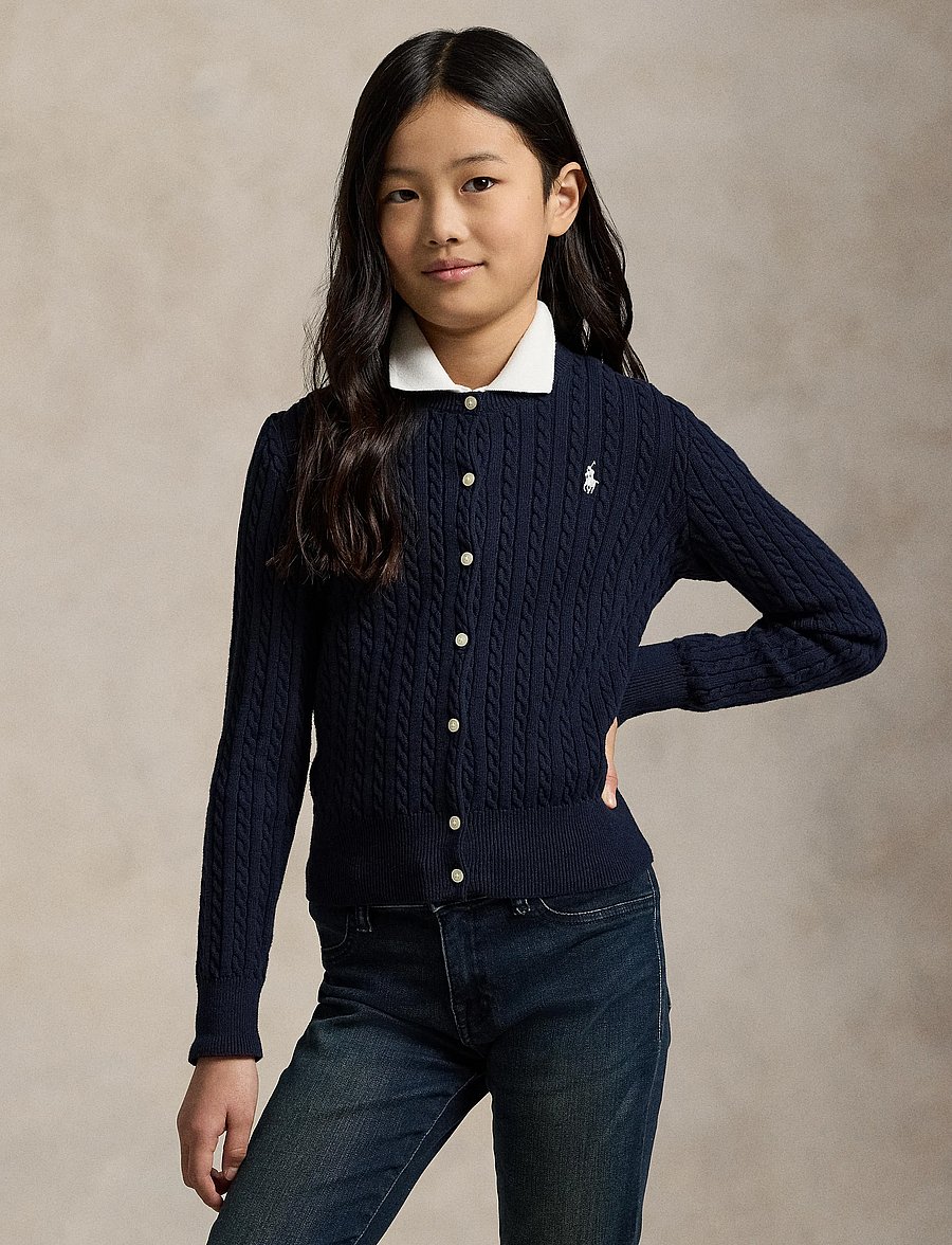 Ralph Lauren Kids - Mini-Cable Cotton Cardigan - koftor - hunter navy - 4