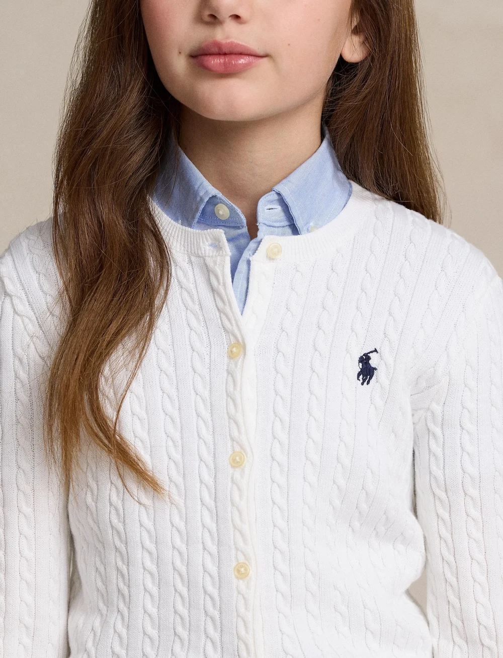 Ralph Lauren Kids - Mini-Cable Cotton Cardigan - cardigans - optic white w/ na - 3