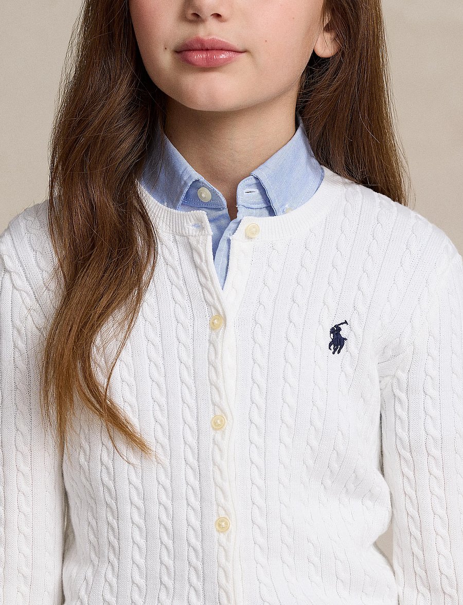 Ralph Lauren Kids - Mini-Cable Cotton Cardigan - koftor - optic white w/ na - 3