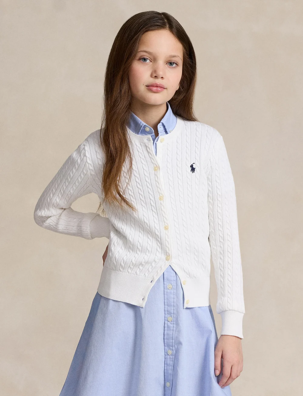 Ralph Lauren Kids - Mini-Cable Cotton Cardigan - cardigans - optic white w/ na - 4