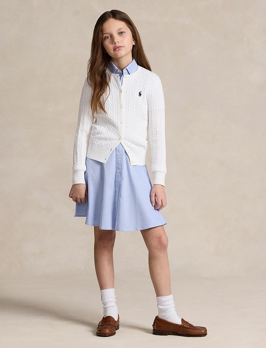 Ralph Lauren Kids - Mini-Cable Cotton Cardigan - koftor - optic white w/ na - 0