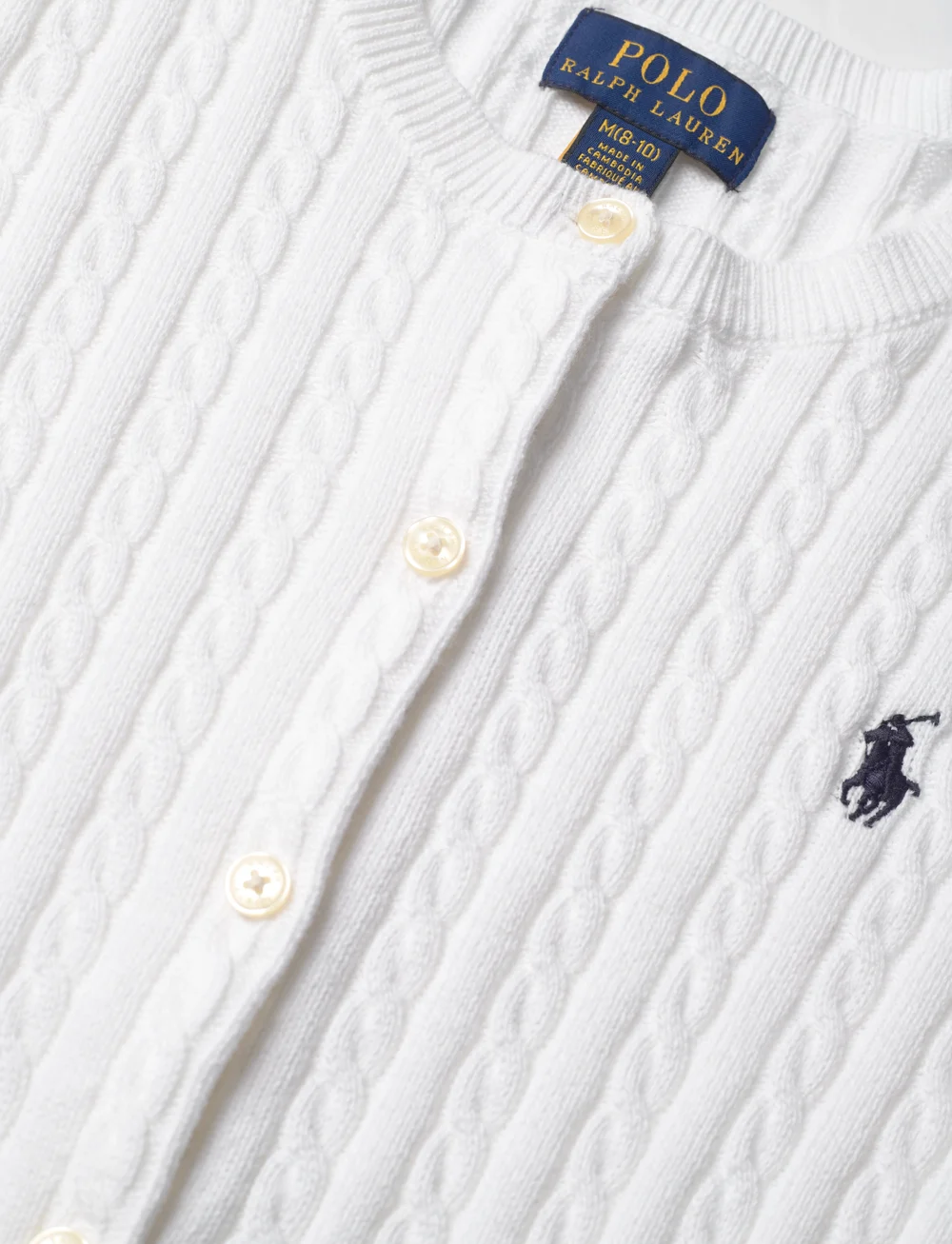 Ralph Lauren Kids - Mini-Cable Cotton Cardigan - cardigans - optic white w/ na - 5