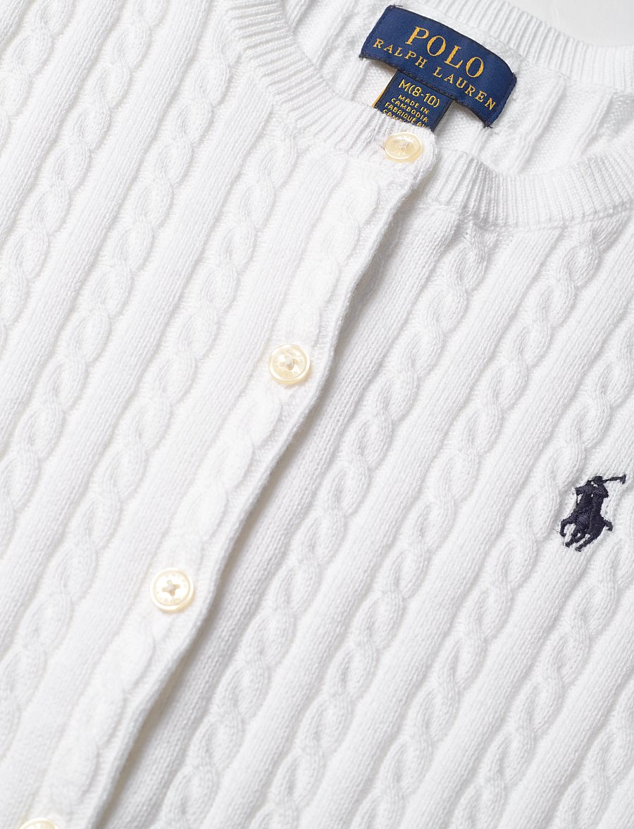 Ralph Lauren Kids - Mini-Cable Cotton Cardigan - koftor - optic white w/ na - 5