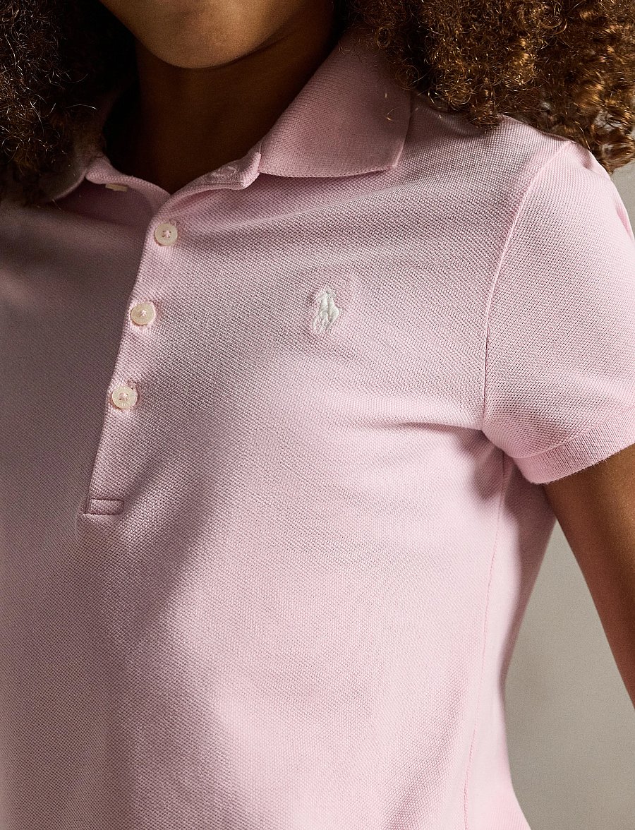 Ralph Lauren Kids - Stretch Cotton Mesh Polo Shirt - kurzärmelig - hint of pink - 0