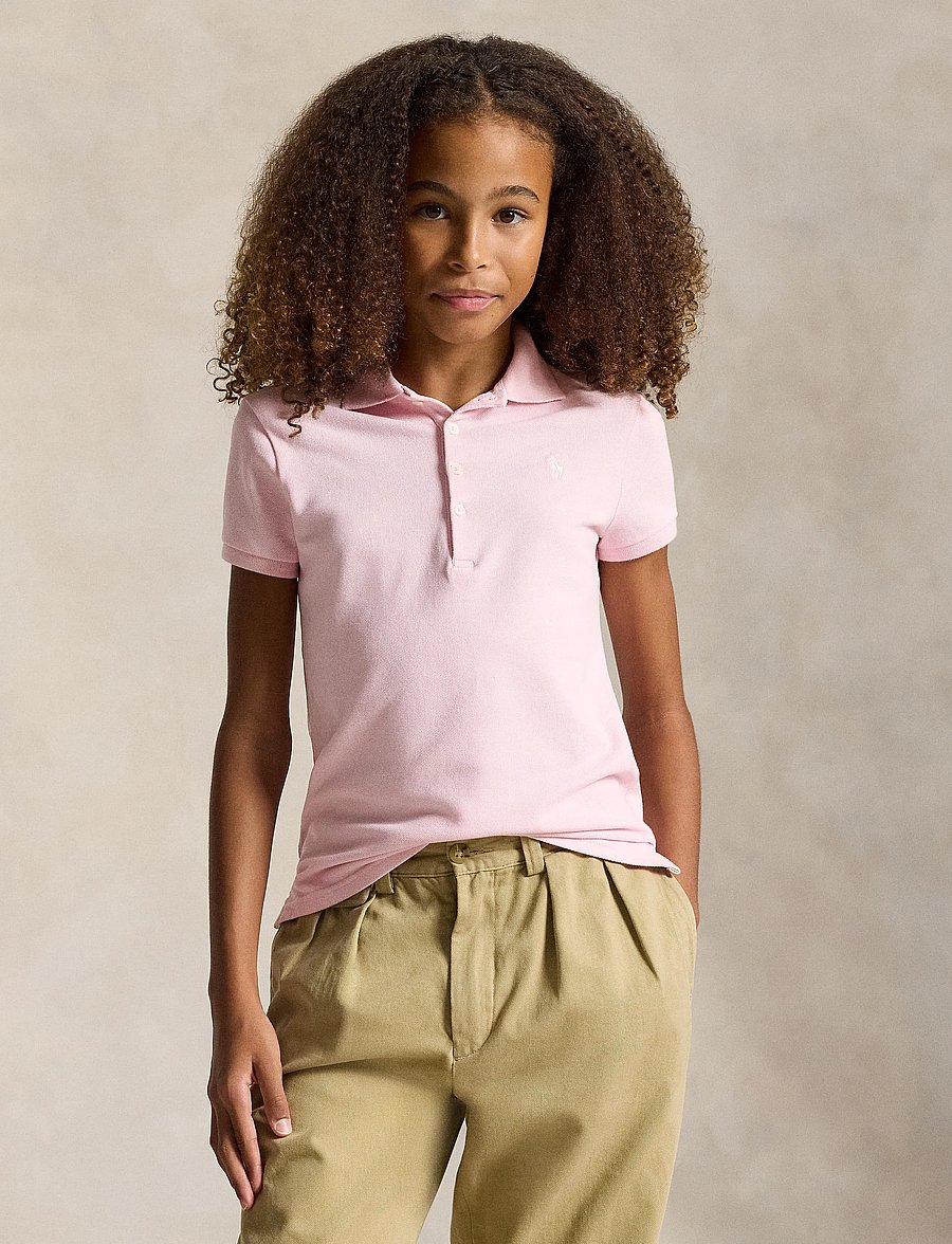 Ralph Lauren Kids - Stretch Cotton Mesh Polo Shirt - kurzärmelig - hint of pink - 3