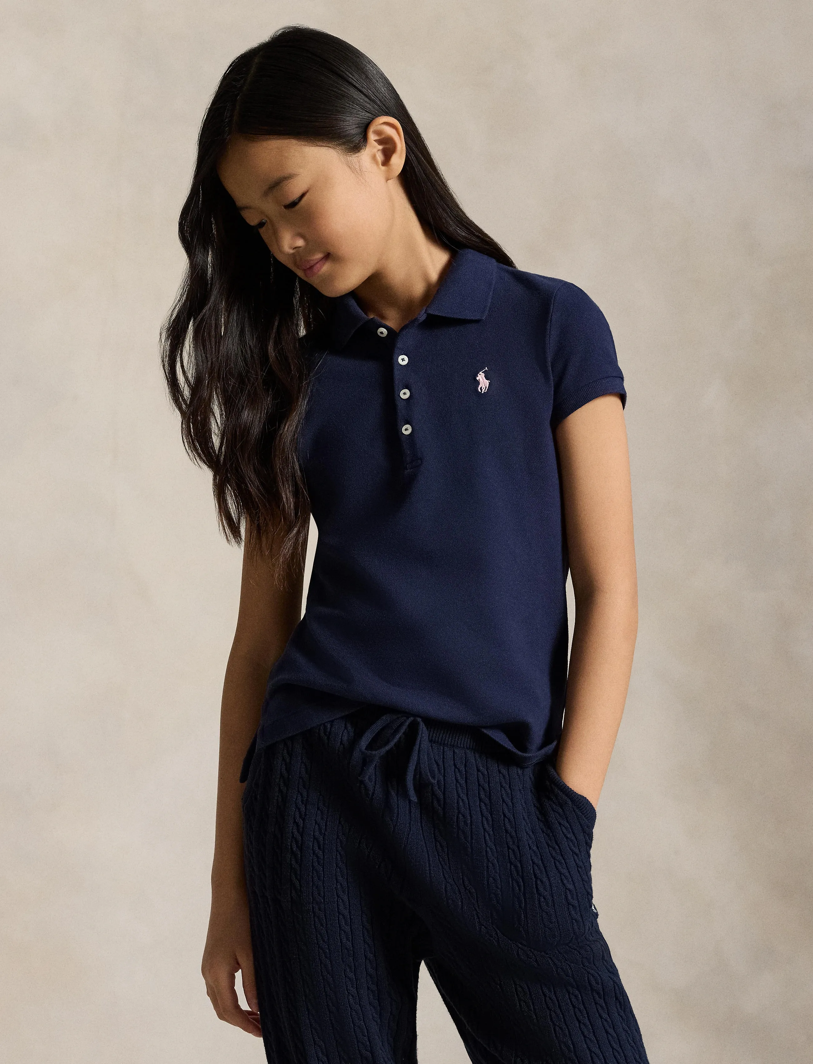 Ralph Lauren Kids - Stretch Cotton Mesh Polo Shirt - kortærmede poloer - refined navy - 3
