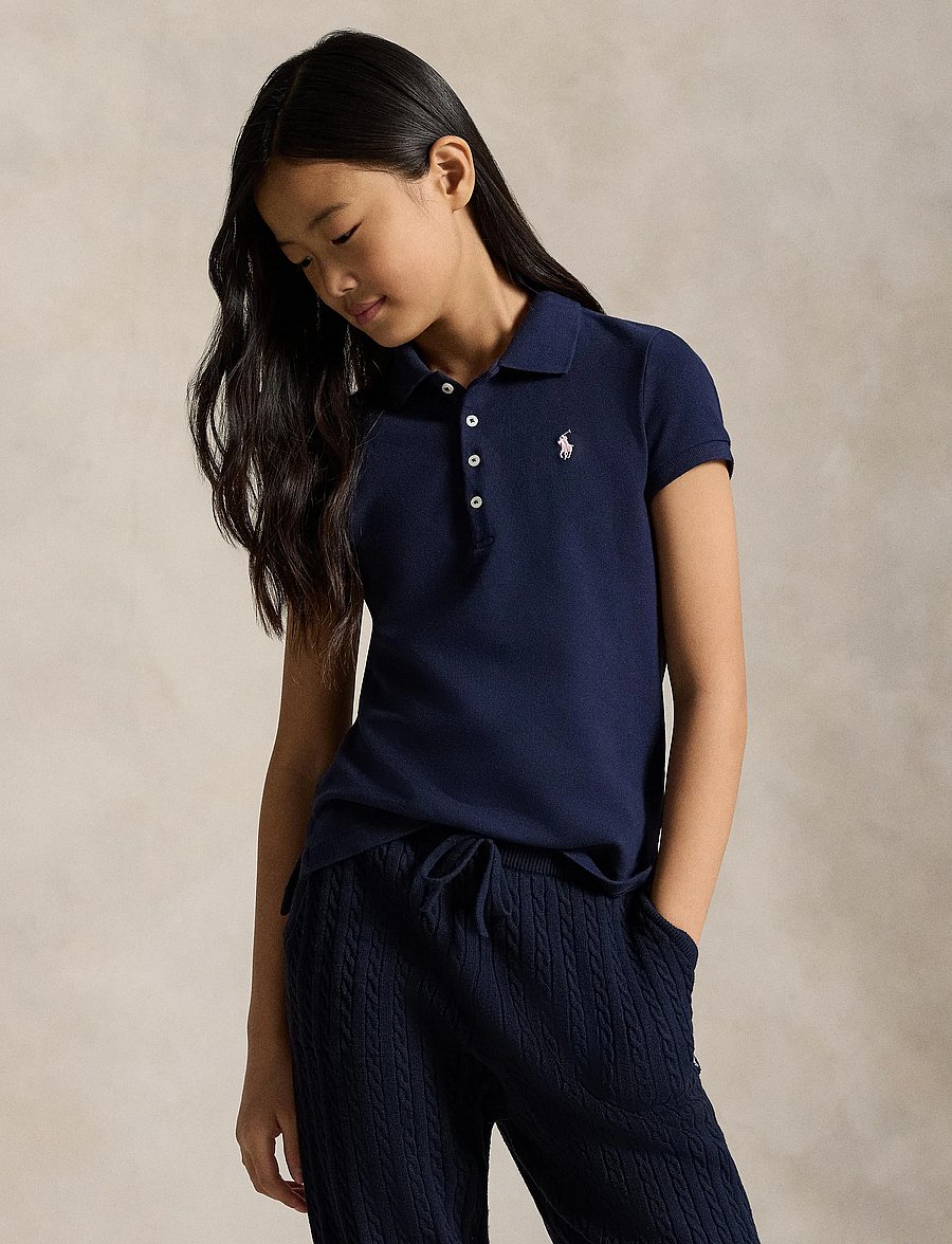 Ralph Lauren Kids - Stretch Mesh Polo Shirt - kortärmade pikéer - refined navy - 3