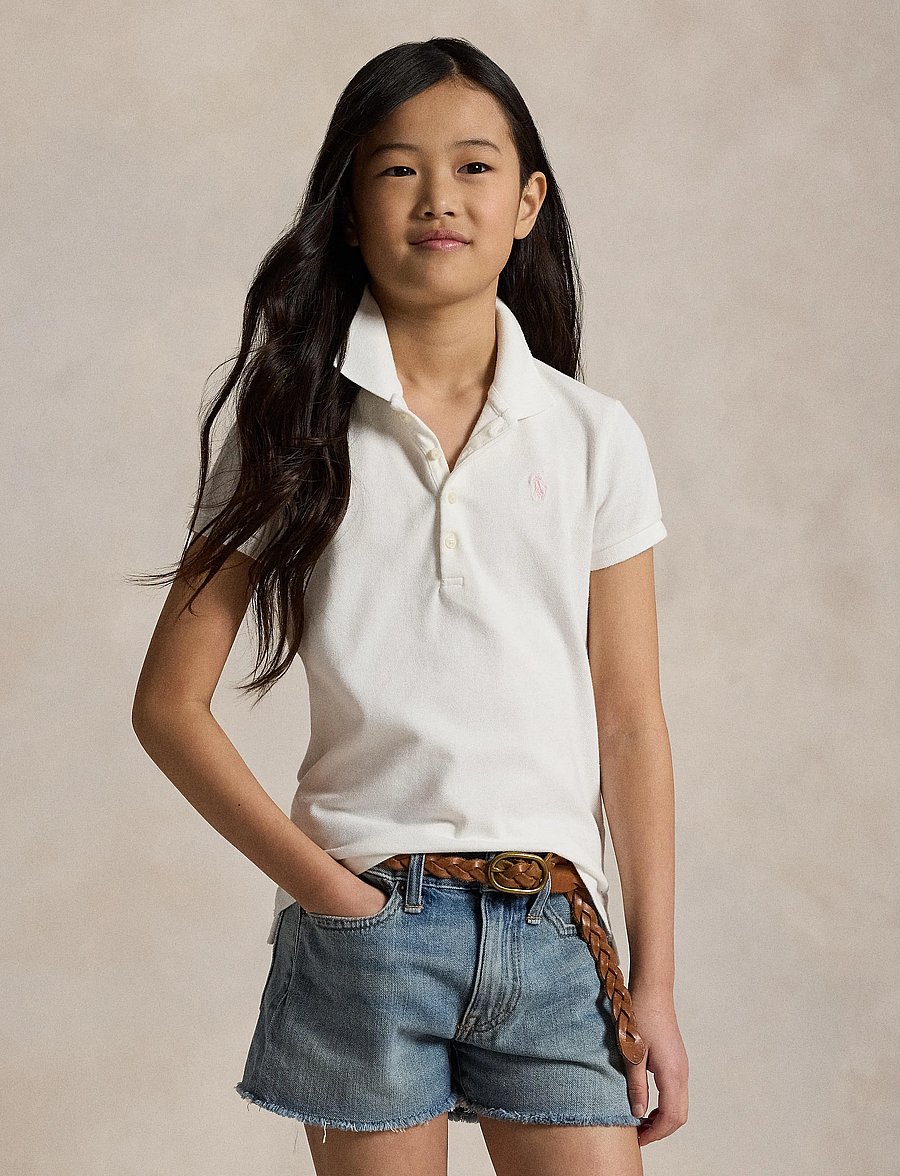 Ralph Lauren Kids - Stretch Mesh Polo Shirt - kortärmade pikéer - white - 4