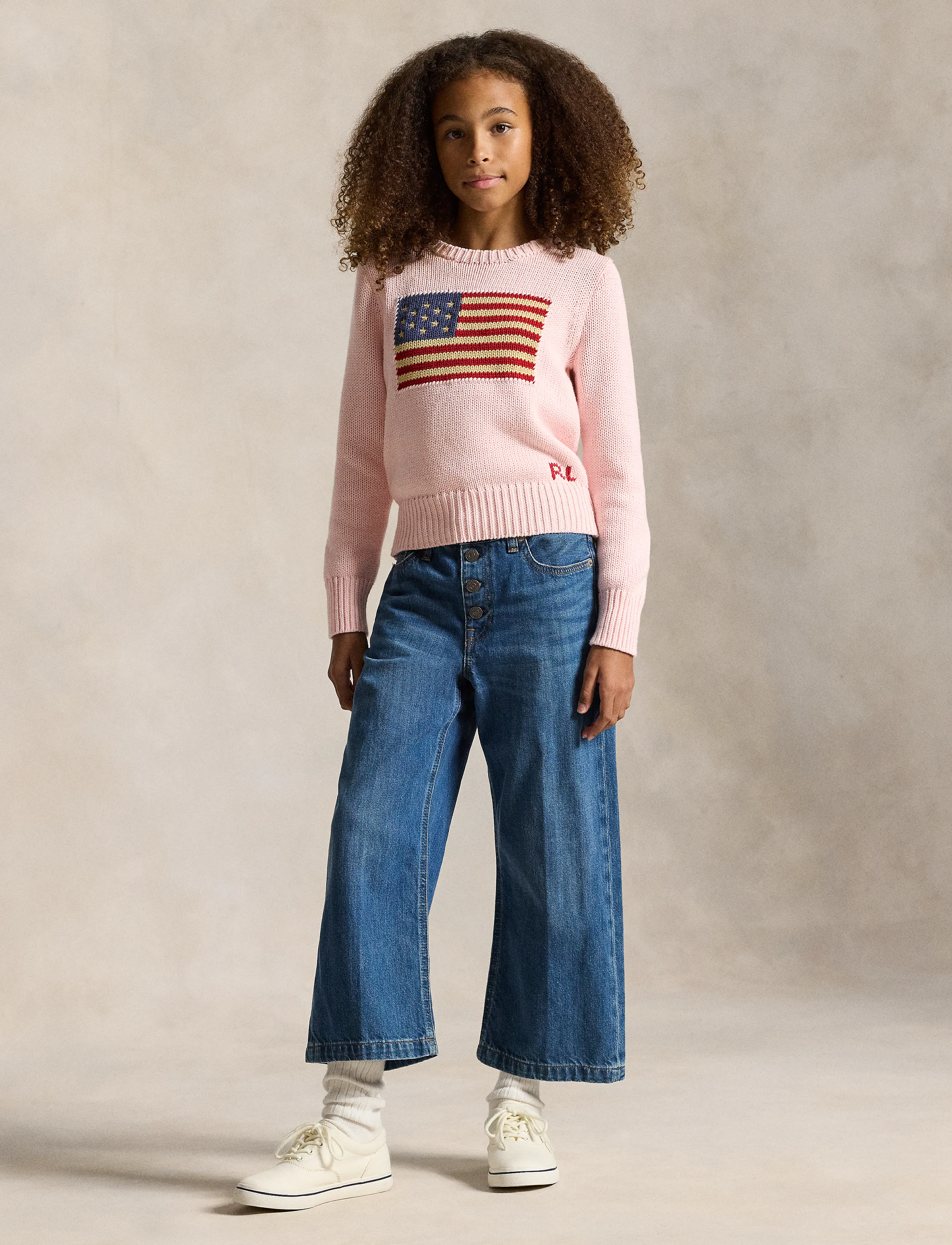 Ralph Lauren Kids - Flag Cotton Crewneck Sweater - trøjer - acacia pink - 2