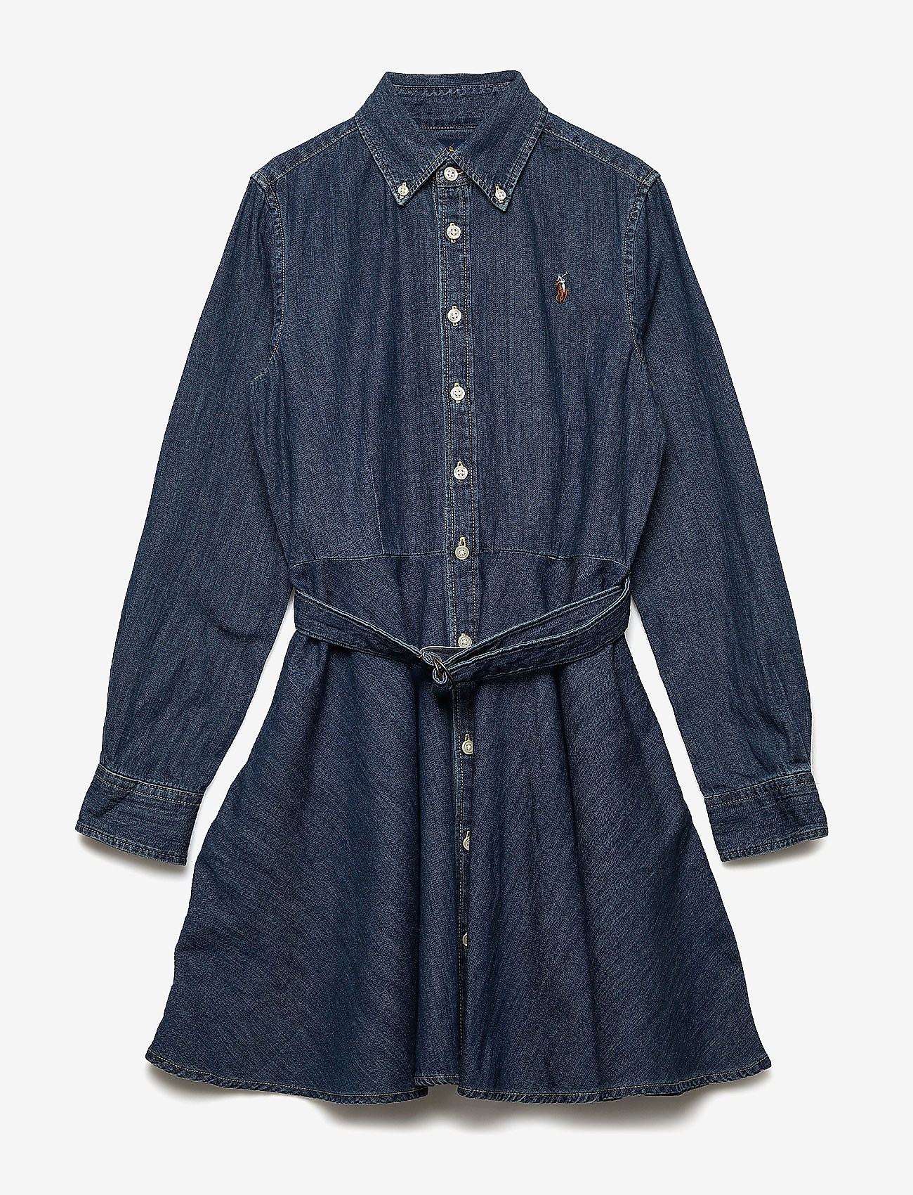 Ralph Lauren Kids - Belted Cotton Denim Shirtdress - dresses - indigo - 2
