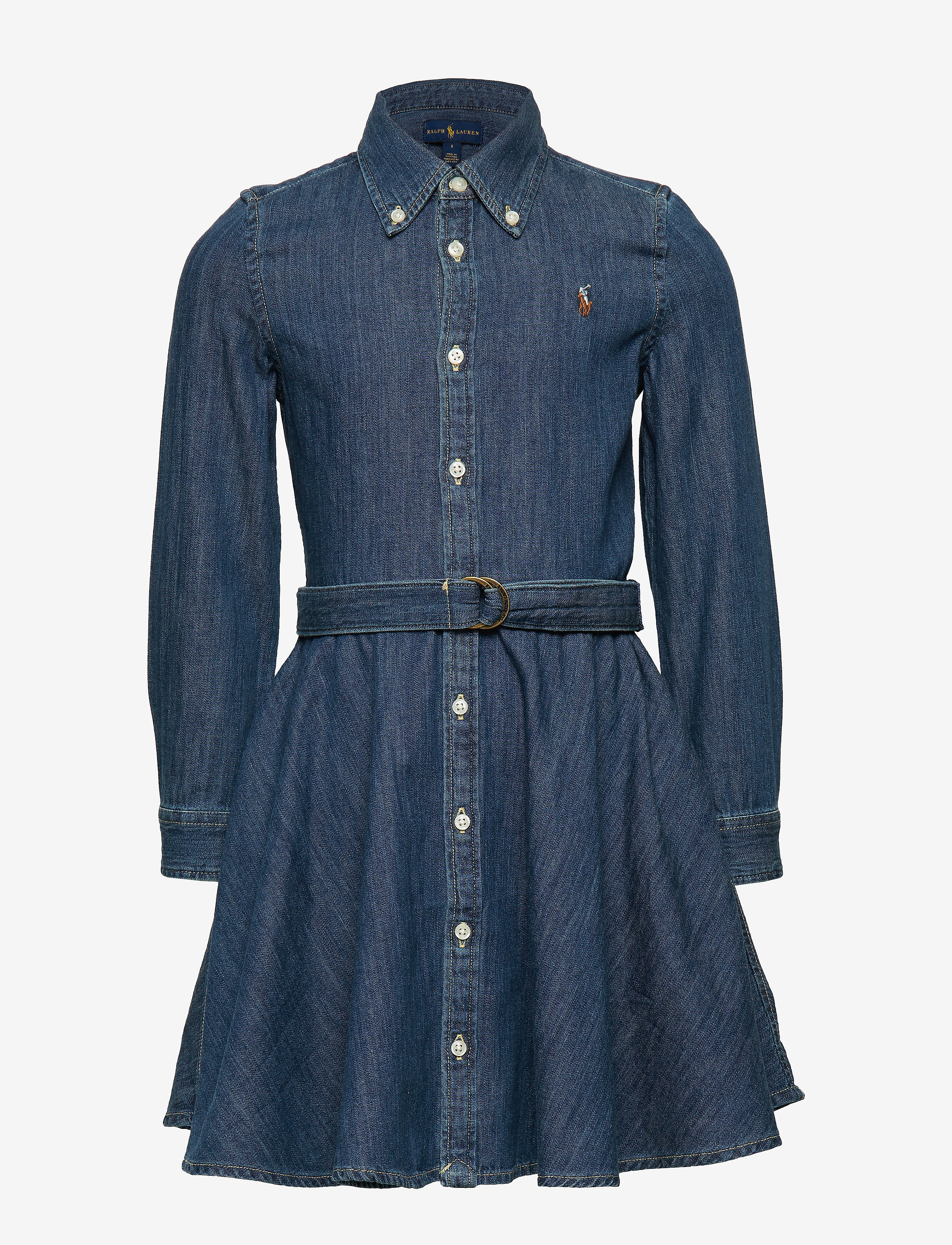 Ralph Lauren Kids - Belted Cotton Denim Shirtdress - langærmede hverdagskjoler - indigo - 2