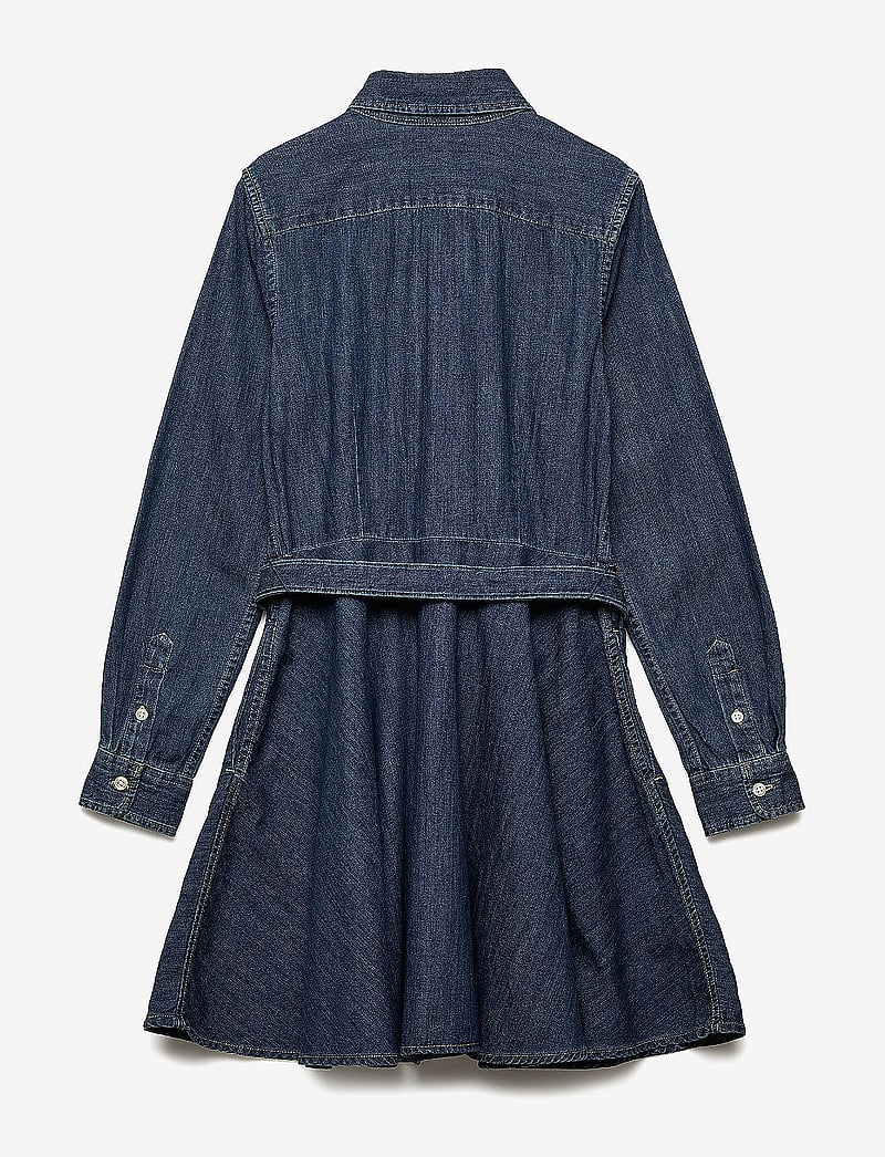 Ralph Lauren Kids - Belted Cotton Denim Shirtdress - dresses - indigo - 4