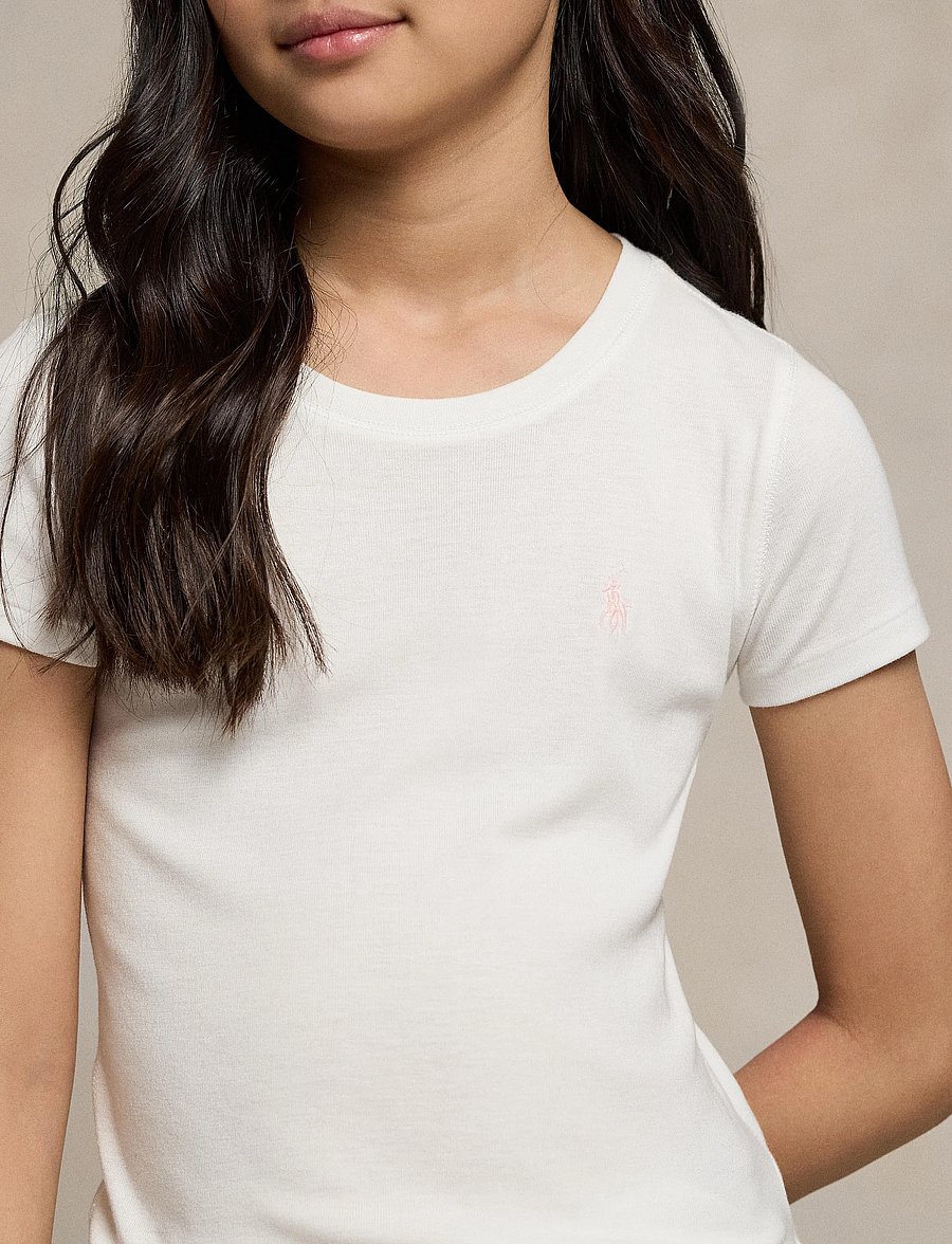 Ralph Lauren Kids - 30/1 JERSEY-SS CN TEE-TP-KNT - kurzärmelige - white w/ hint of - 3