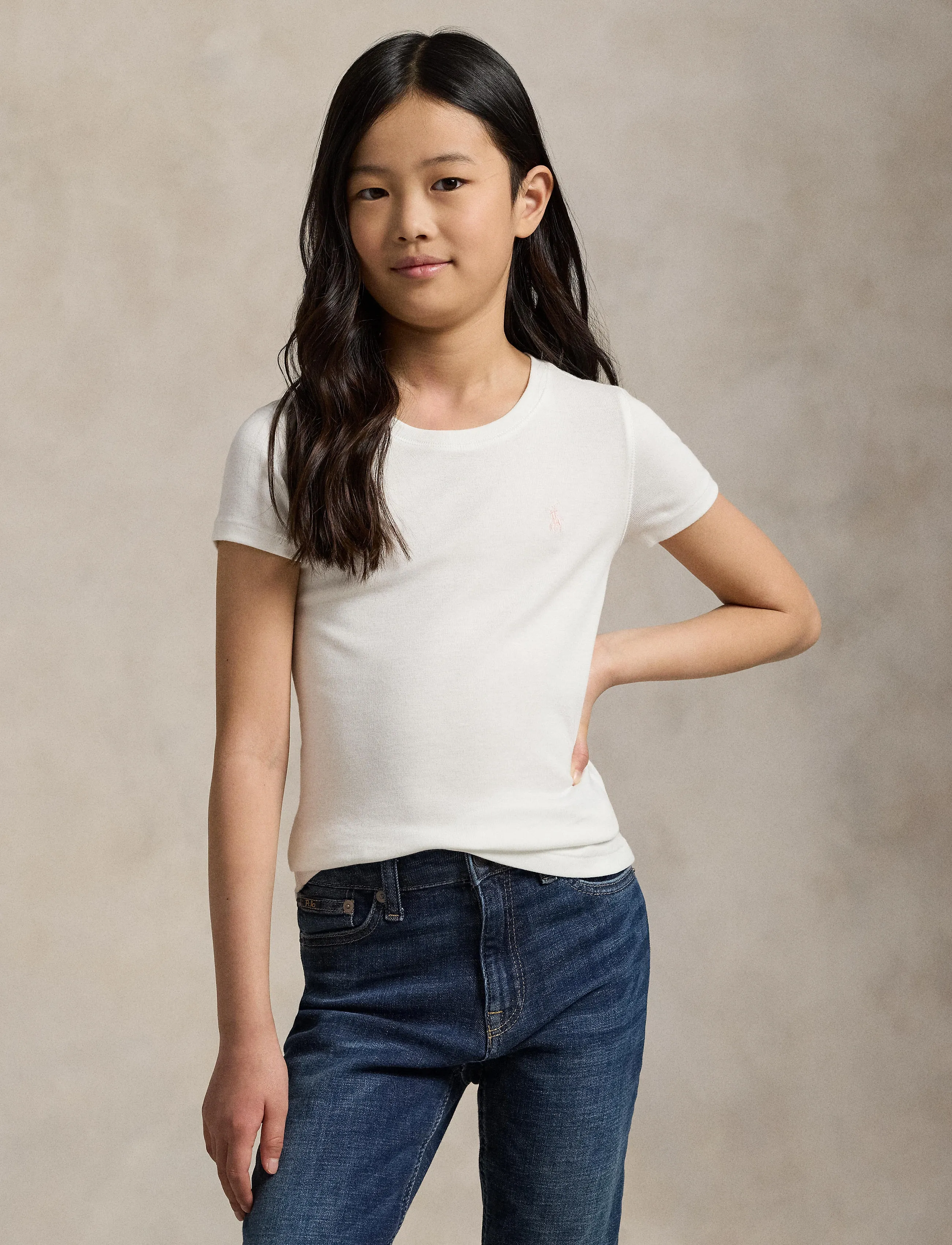 Ralph Lauren Kids - Cotton Jersey Crewneck Tee - kortærmede t-shirts - white w/ hint of - 4