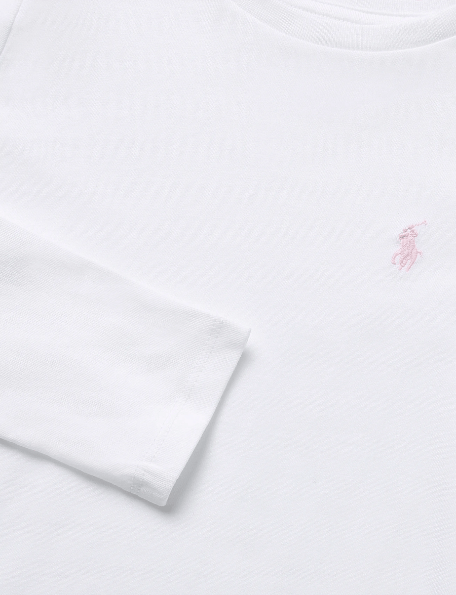 Ralph Lauren Kids - 30/1 JERSEY-TP-KNT - langärmelig - white w hint of p - 2