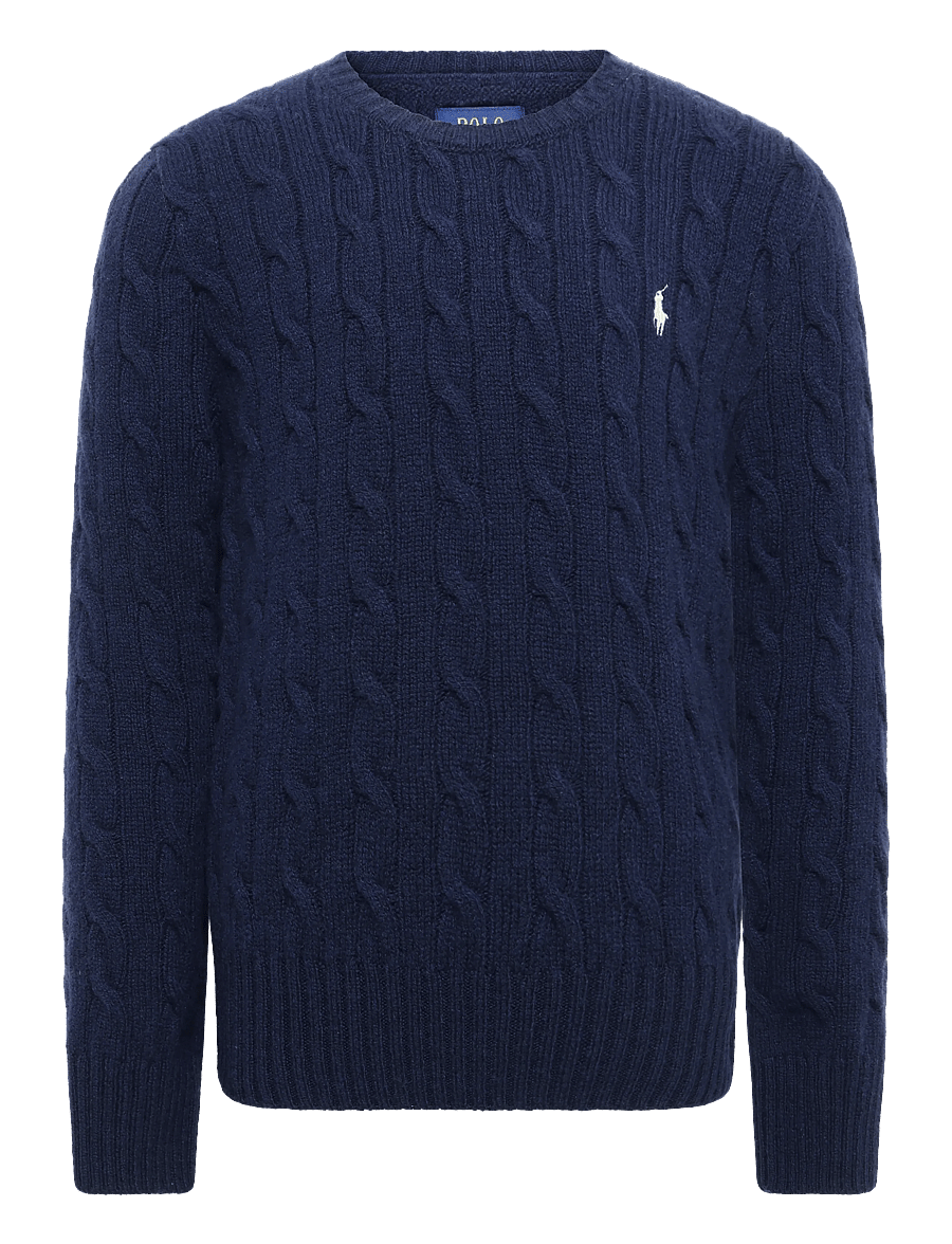 Ralph Lauren Kids - 2/15 WOOL/CASH RWS-CABLE CN-SV-PLO - trøjer - hunter navy w/ c2740 nevis pp - 0