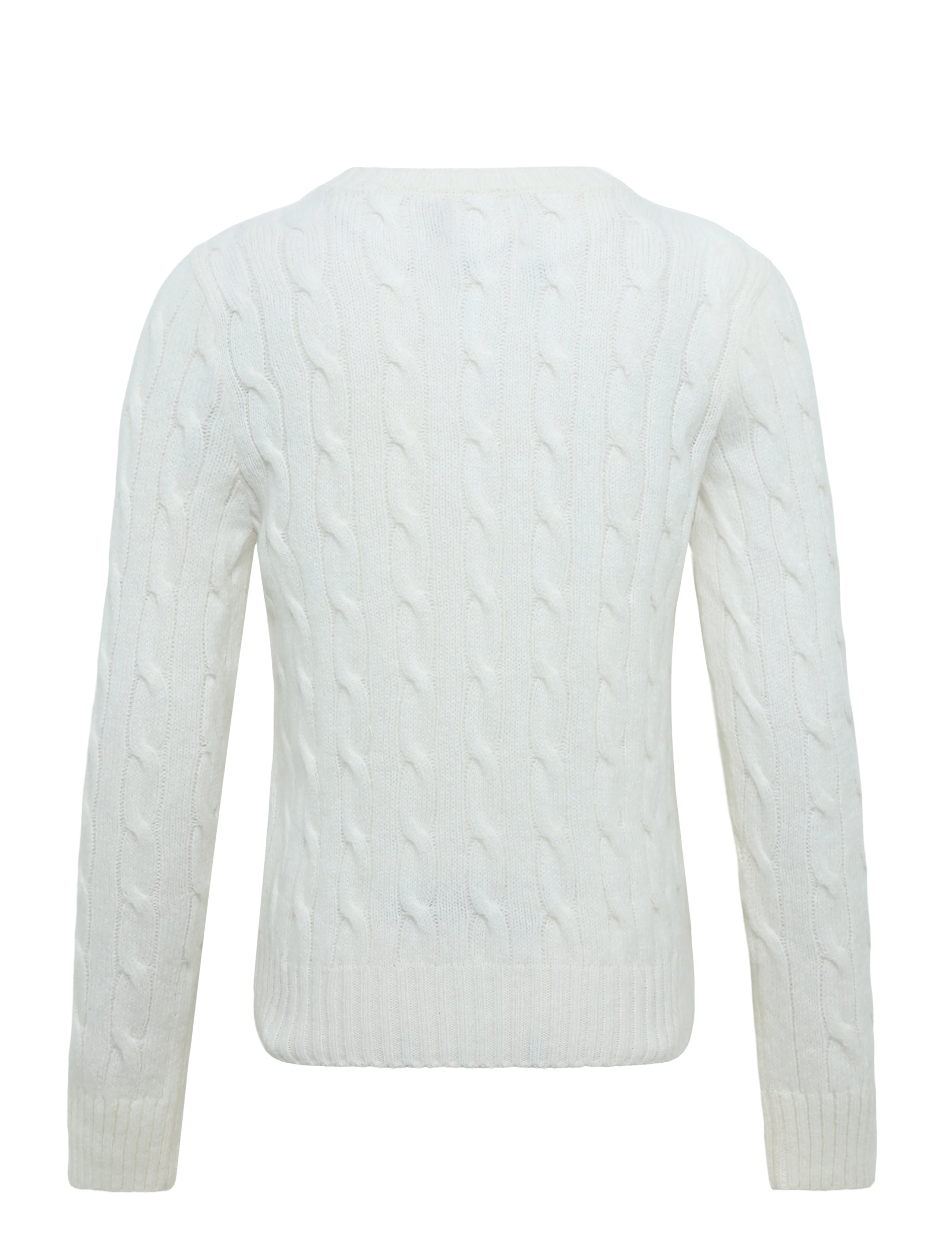 Ralph Lauren Kids - 2/15 WOOL/CASH RWS-CABLE CN-SV-PLO - trøjer - warm white w/ hint of pink - 1