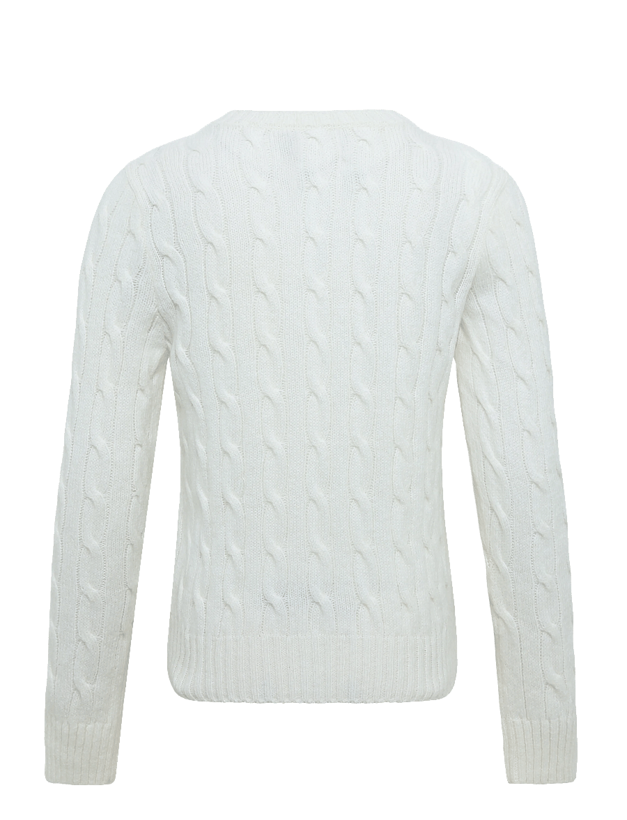 Ralph Lauren Kids - 2/15 WOOL/CASH RWS-CABLE CN-SV-PLO - trøjer - warm white w/ hint of pink - 1