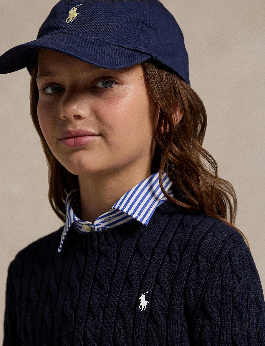 Ralph Lauren Kids - Cable-Knit Cotton Sweater - stickade tröjor - rl navy w/ nevis - 3
