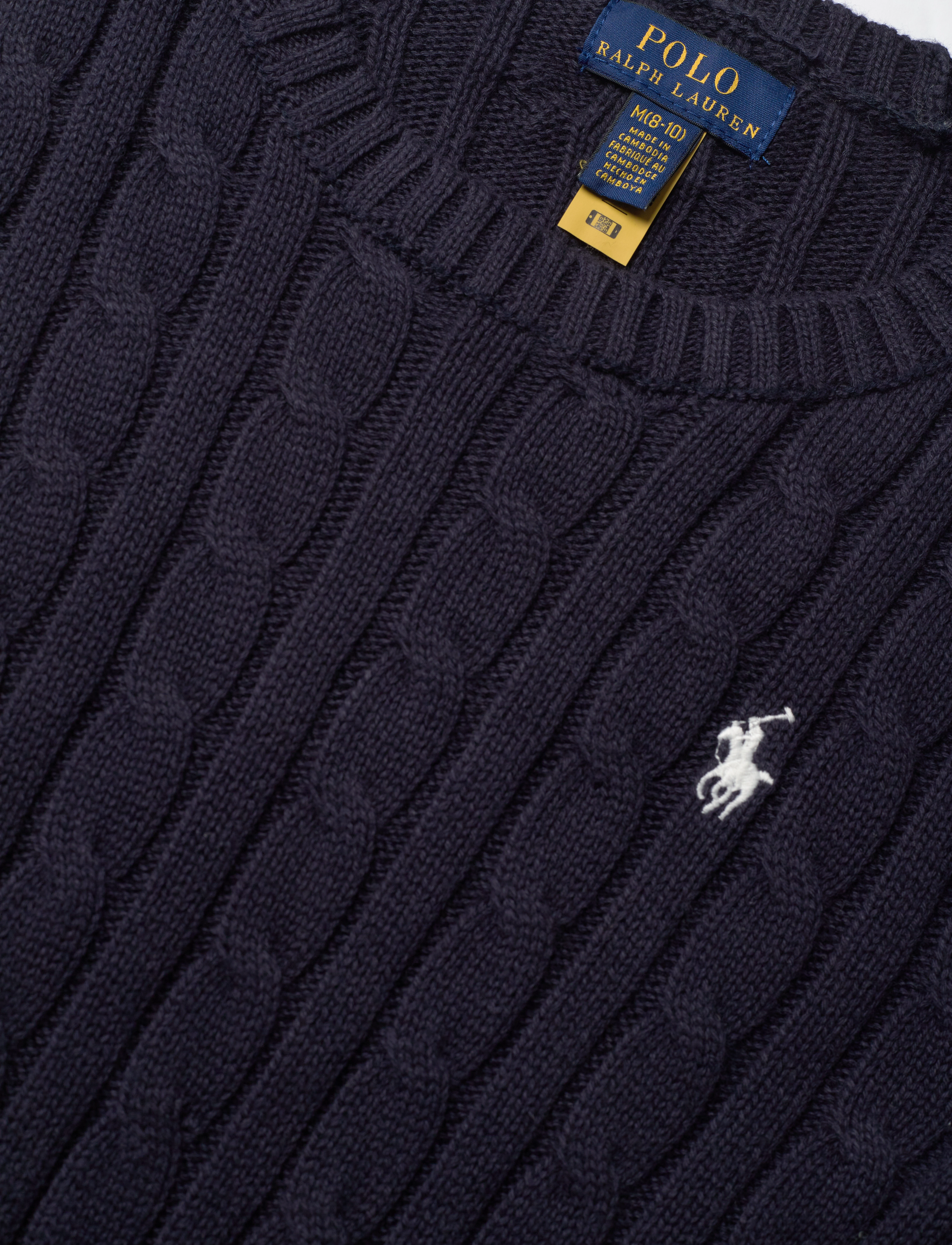Ralph Lauren Kids - Cable-Knit Cotton Sweater - stickade tröjor - rl navy w/ nevis - 5