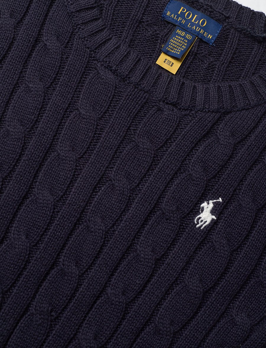 Ralph Lauren Kids - Cable-Knit Cotton Sweater - stickade tröjor - rl navy w/ nevis - 5