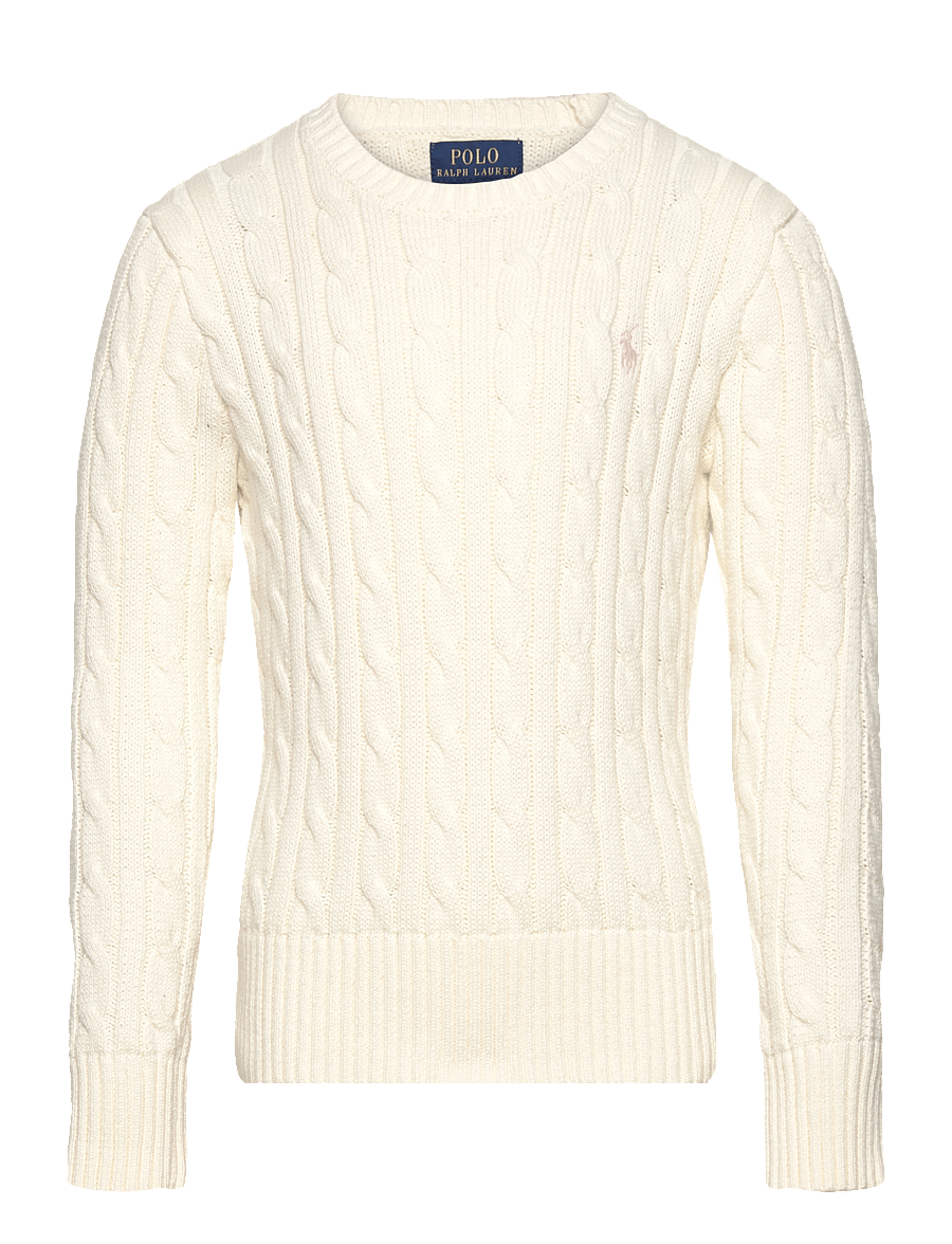 Ralph Lauren Kids - Cable-Knit Cotton Sweater - stickade tröjor - warm white w/hint - 0