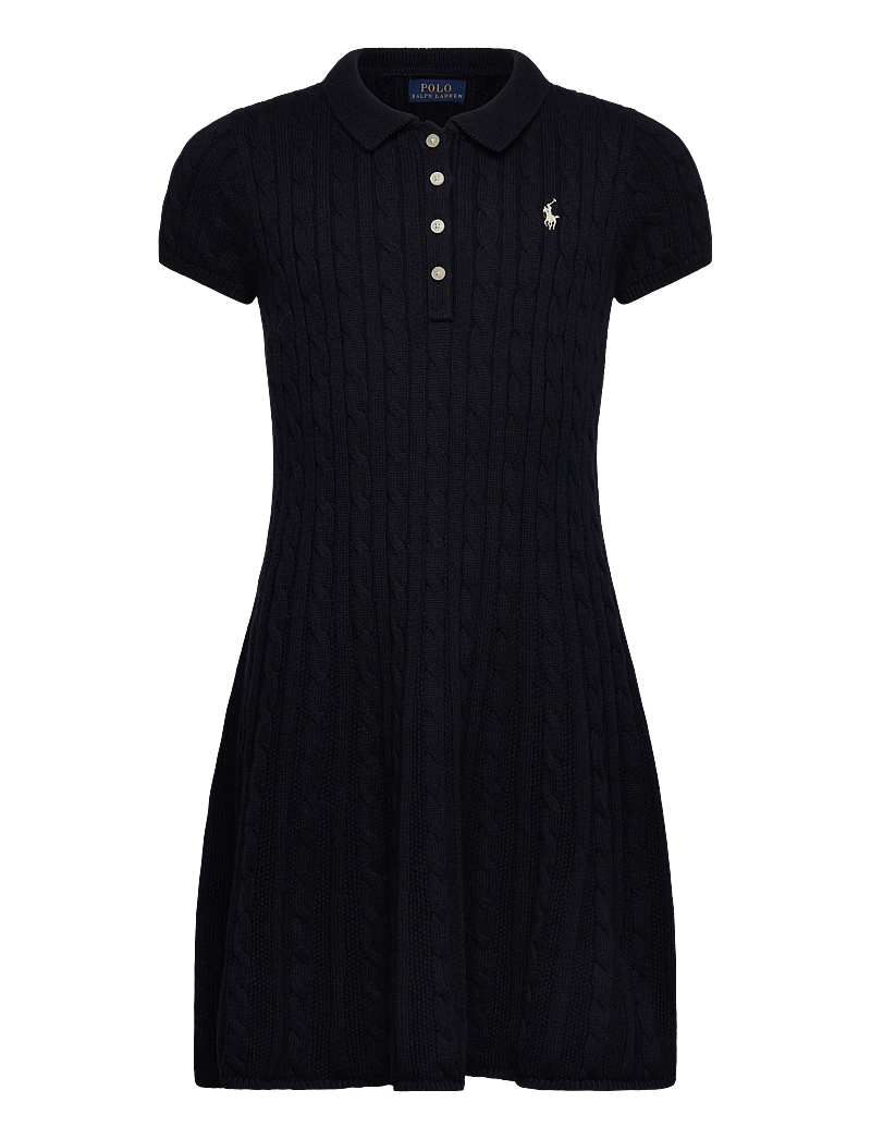 Ralph Lauren Kids - Cable-Knit Cotton Polo Sweater Dress - lühikeste varrukatega vabaaja kleidid - rl navy w/ prch c - 0