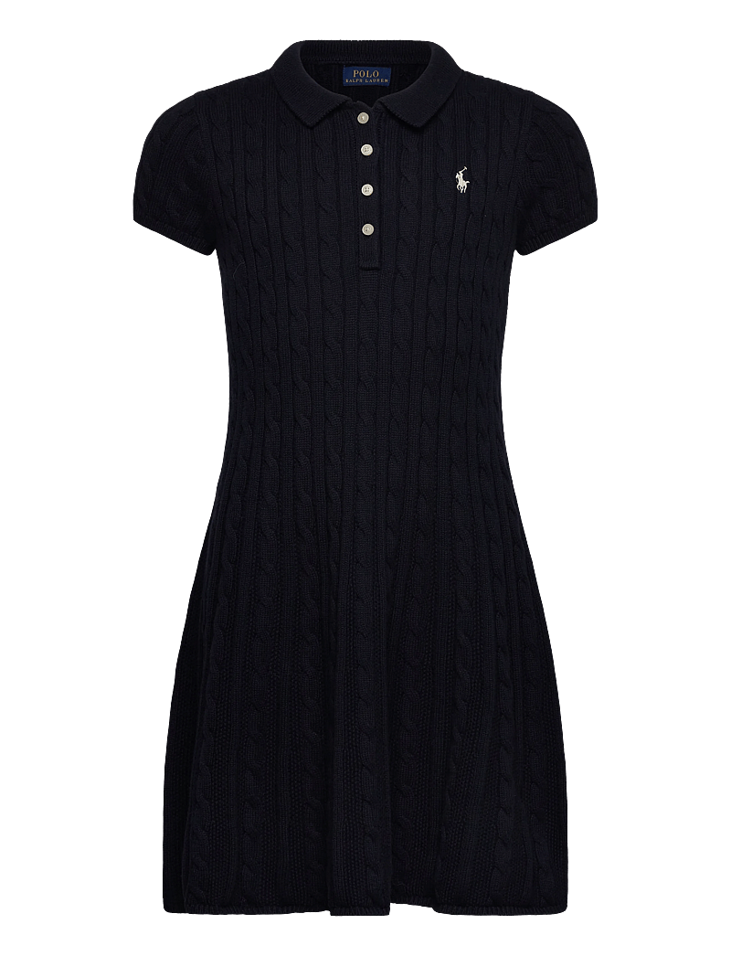 Ralph Lauren Kids - Cable-Knit Cotton Polo Sweater Dress - kurzärmelige freizeitkleider - rl navy w/ prch c - 0