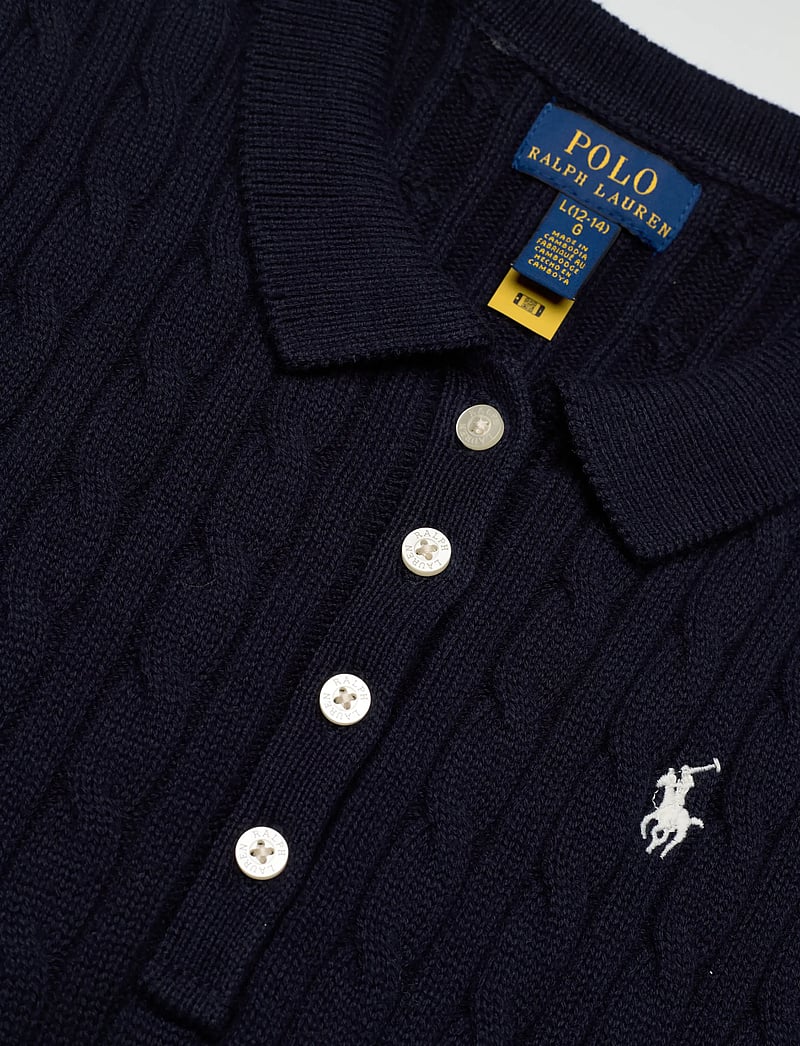 Ralph Lauren Kids - Cable-Knit Cotton Polo Sweater Dress - lühikeste varrukatega vabaaja kleidid - rl navy w/ prch c - 5