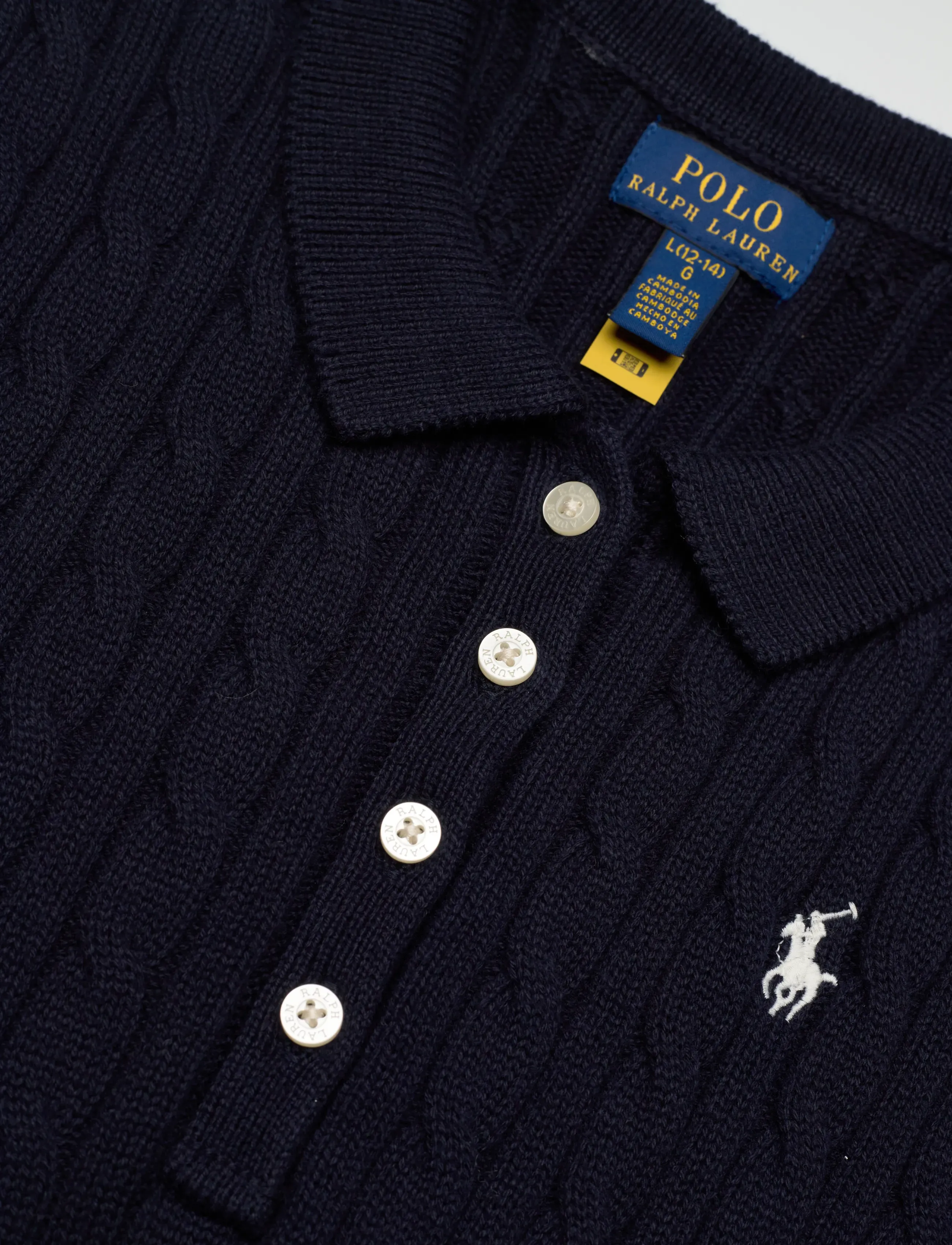 Ralph Lauren Kids - Cable-Knit Cotton Polo Sweater Dress - kurzärmelige freizeitkleider - rl navy w/ prch c - 5