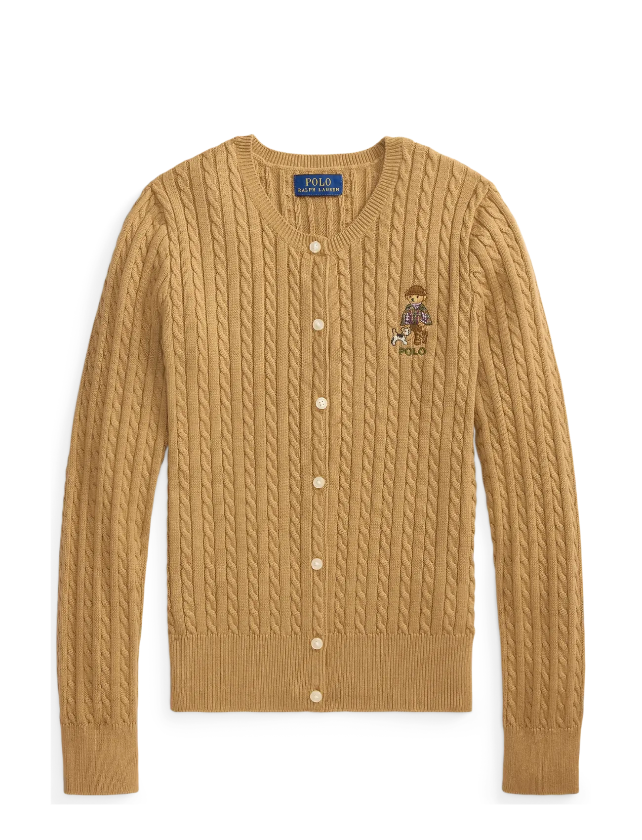 Ralph Lauren Kids - Polo Bear Mini-Cable Cotton Cardigan - kardiganid - berkshire tan - 1