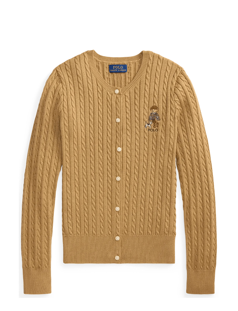 Ralph Lauren Kids - Polo Bear Mini-Cable Cotton Cardigan - kardiganid - berkshire tan - 1