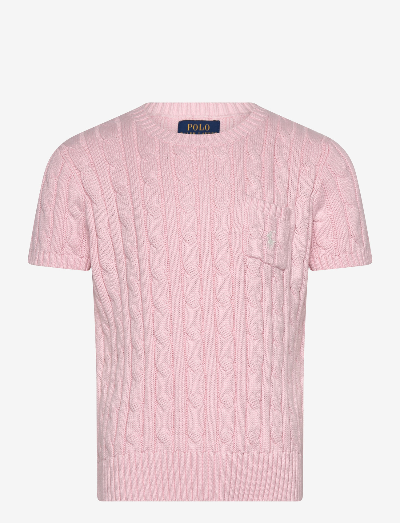 Ralph Lauren Kids - Cable-Knit Cotton Short-Sleeve Sweater - kortärmade t-shirts - hint of pink w/ n - 1