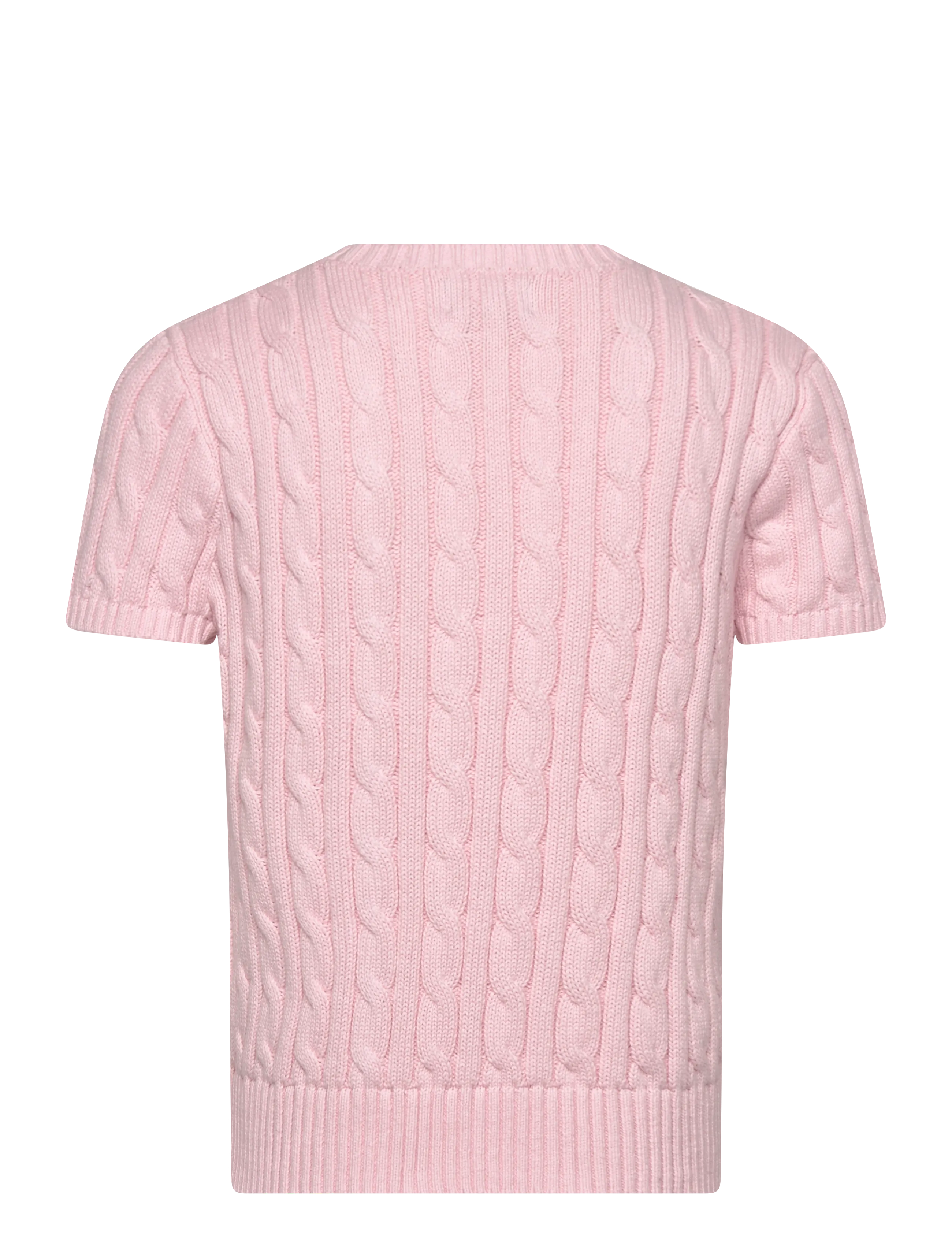 Ralph Lauren Kids - Cable-Knit Cotton Short-Sleeve Sweater - t-krekli ar īsām piedurknēm - hint of pink w/ n - 2